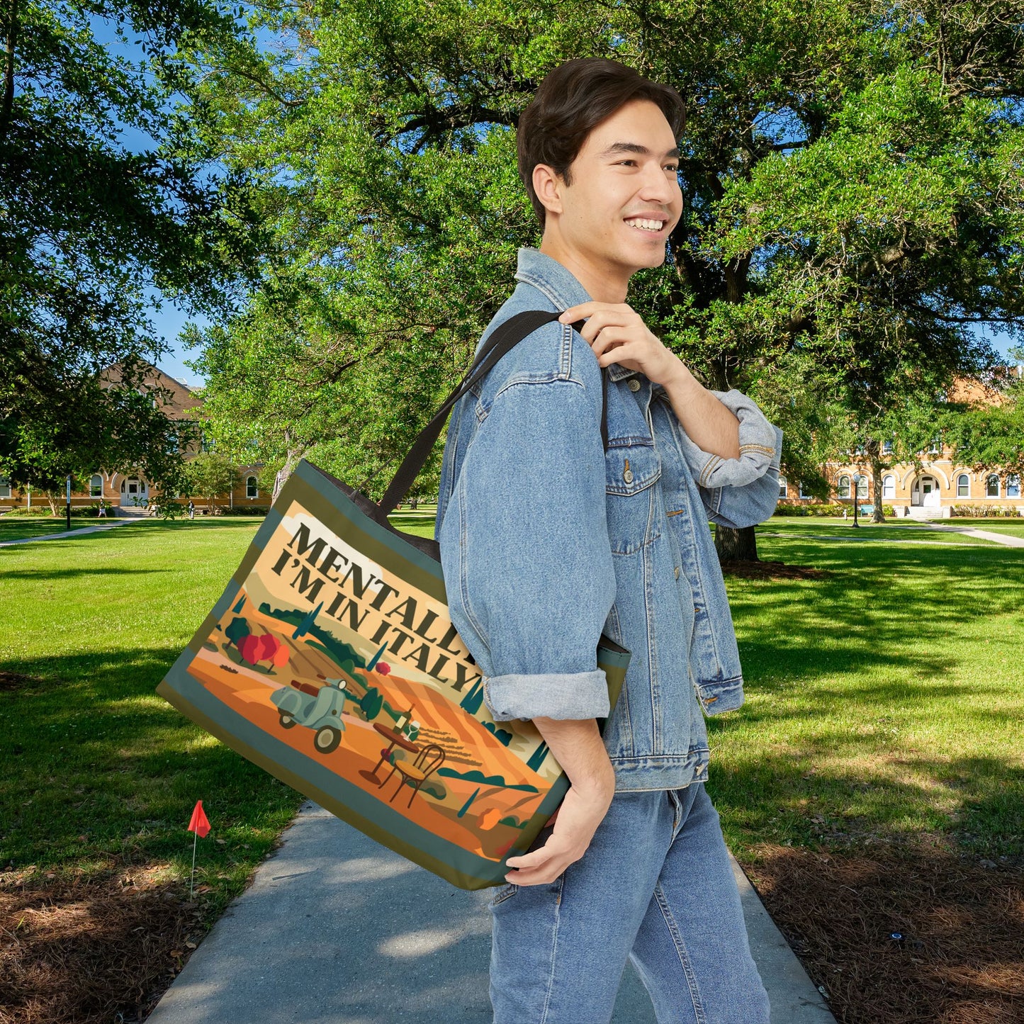 Mentally I’m in Italy — XL Tote Bag | Bold, Wanderlust-Inspired | Carryall