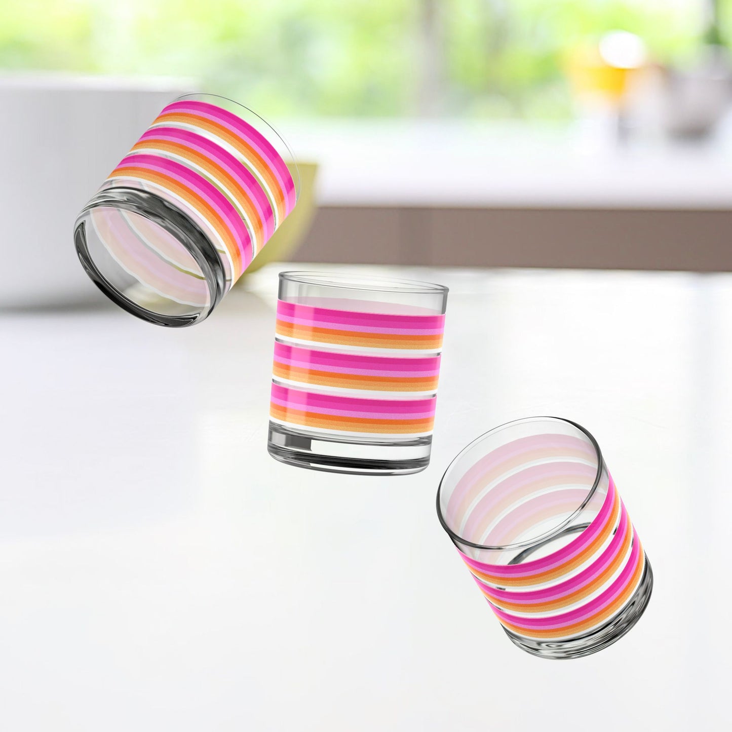 Vibrant Modern Retro Rocks Glass – 10oz