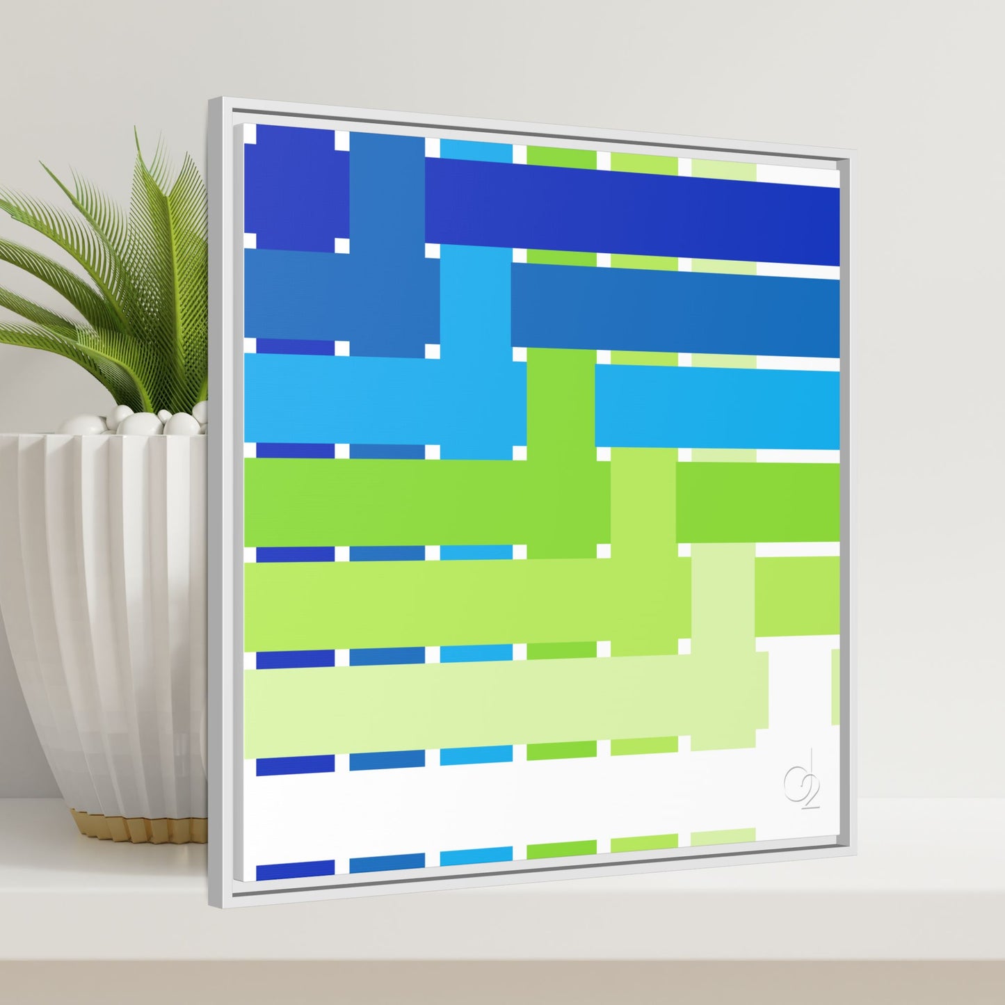 Modern Framed Geometric Canvas Art | Bold Color Meets Clean Framing