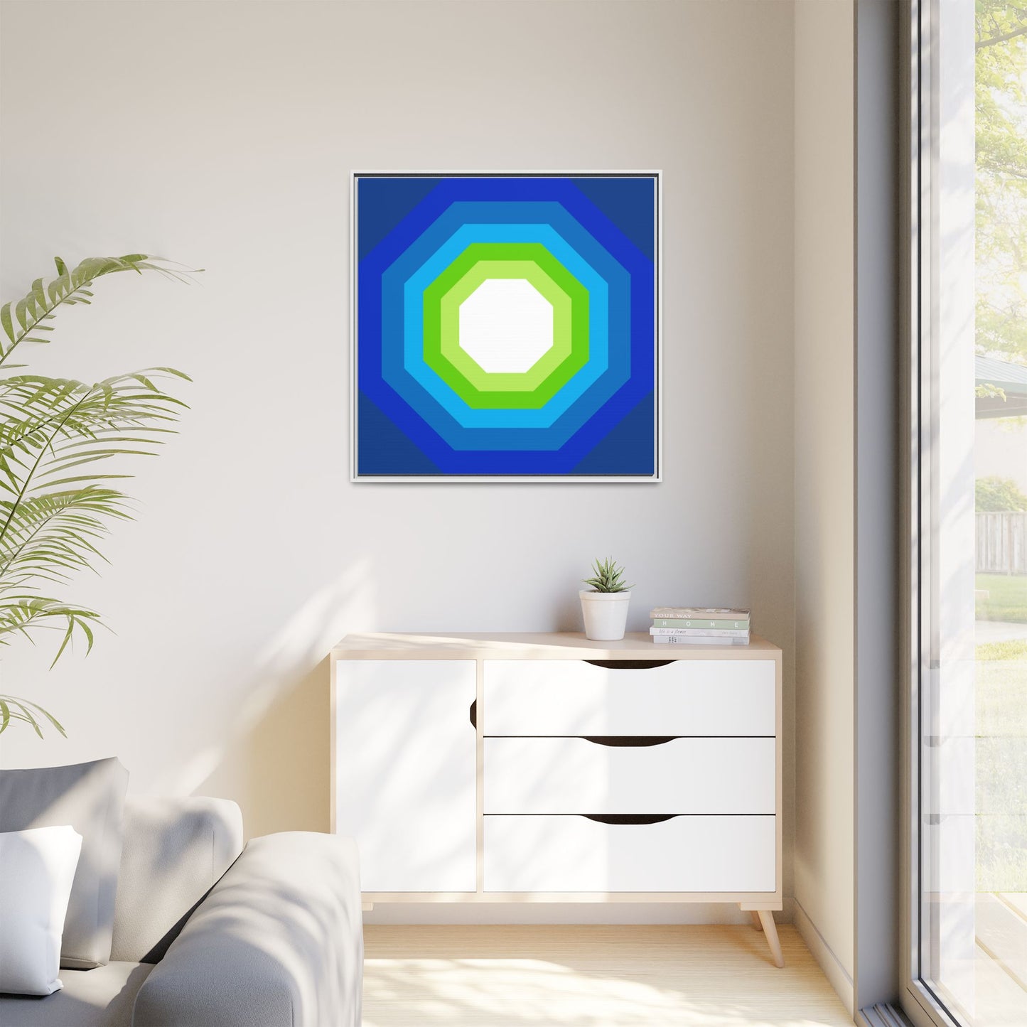 Modern Framed Geometric Canvas Art | Bold Color Meets Clean Framing