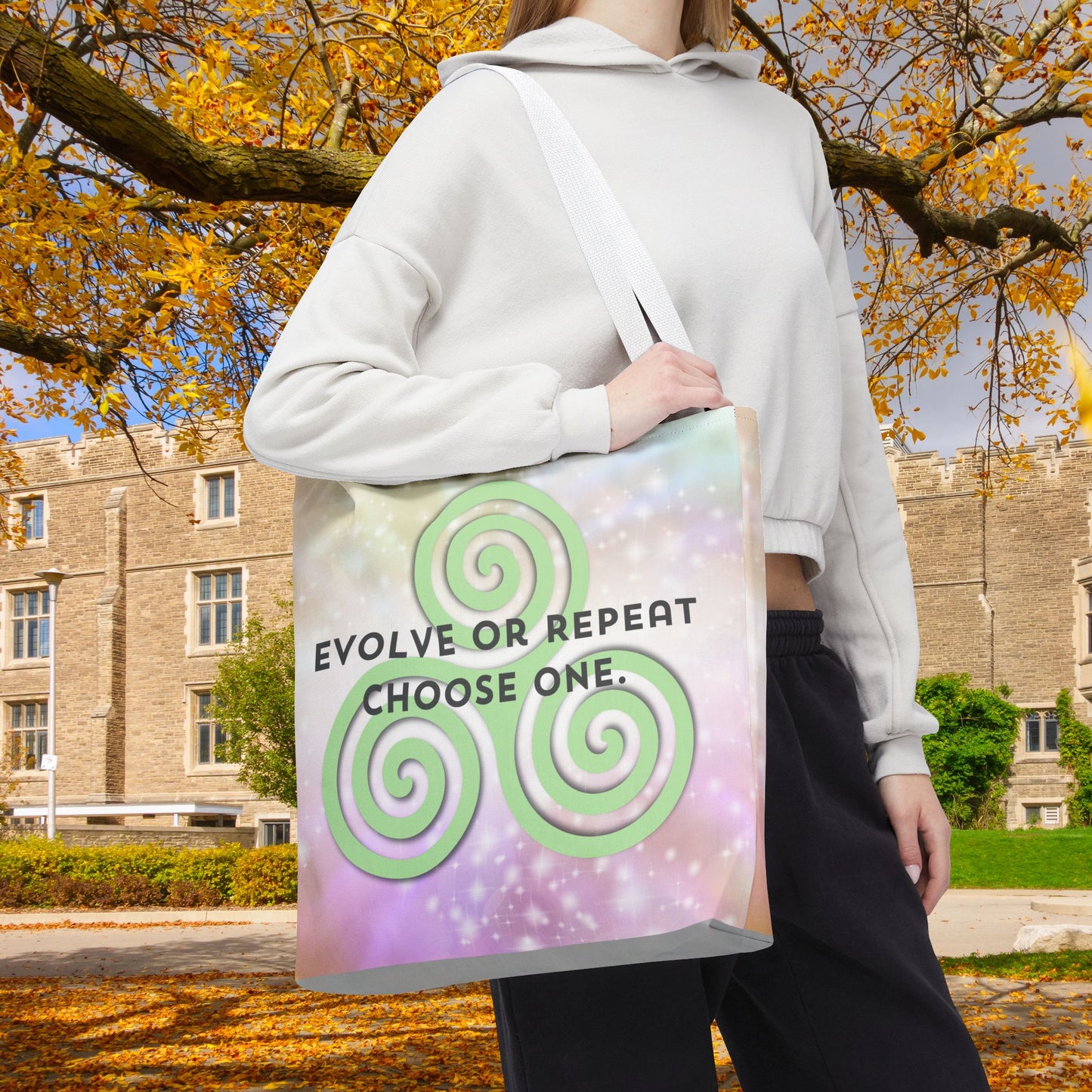 Evolve or Repeat Tote Bag – 3 sizes | Softly Spiritual. Boldly Intentional