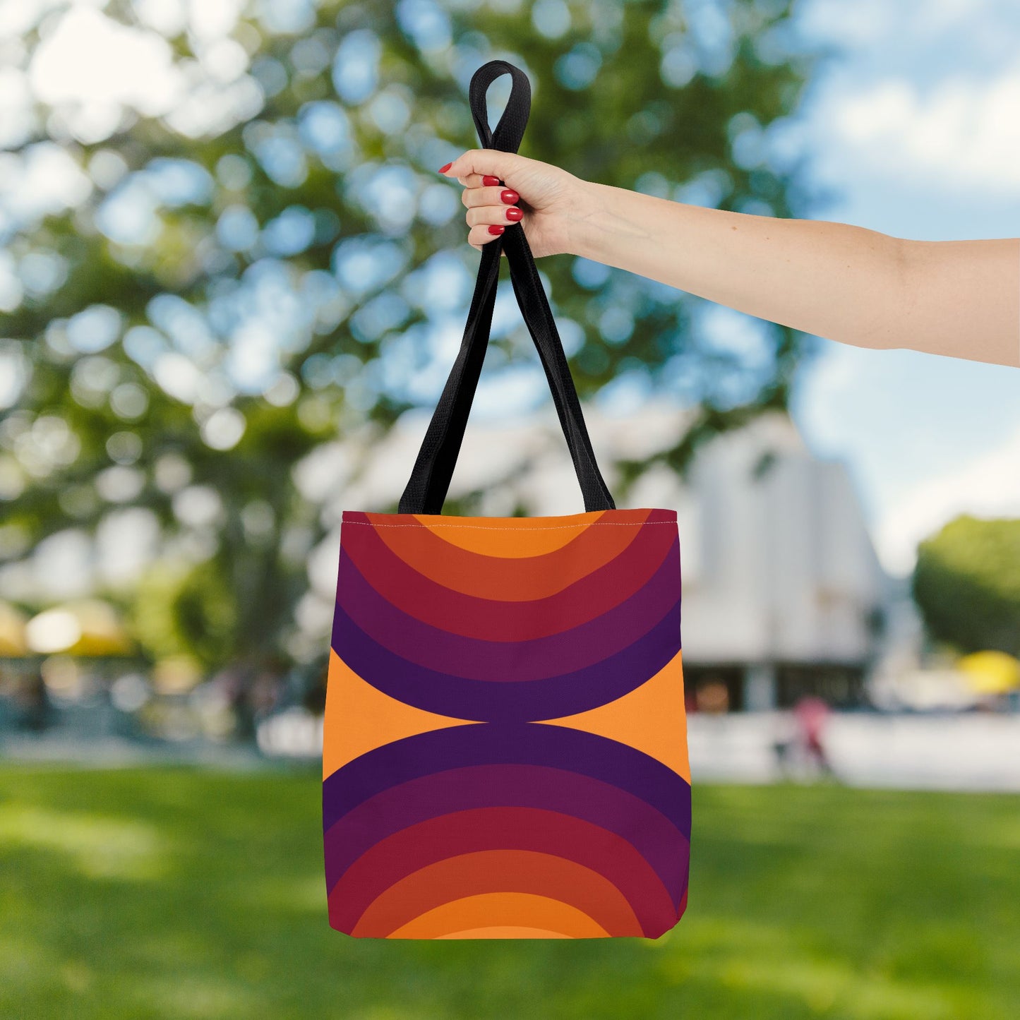 Geometric Art Tote Bag – 3 sizes | Bold lines. Vivid color. Retro with a modern twist.