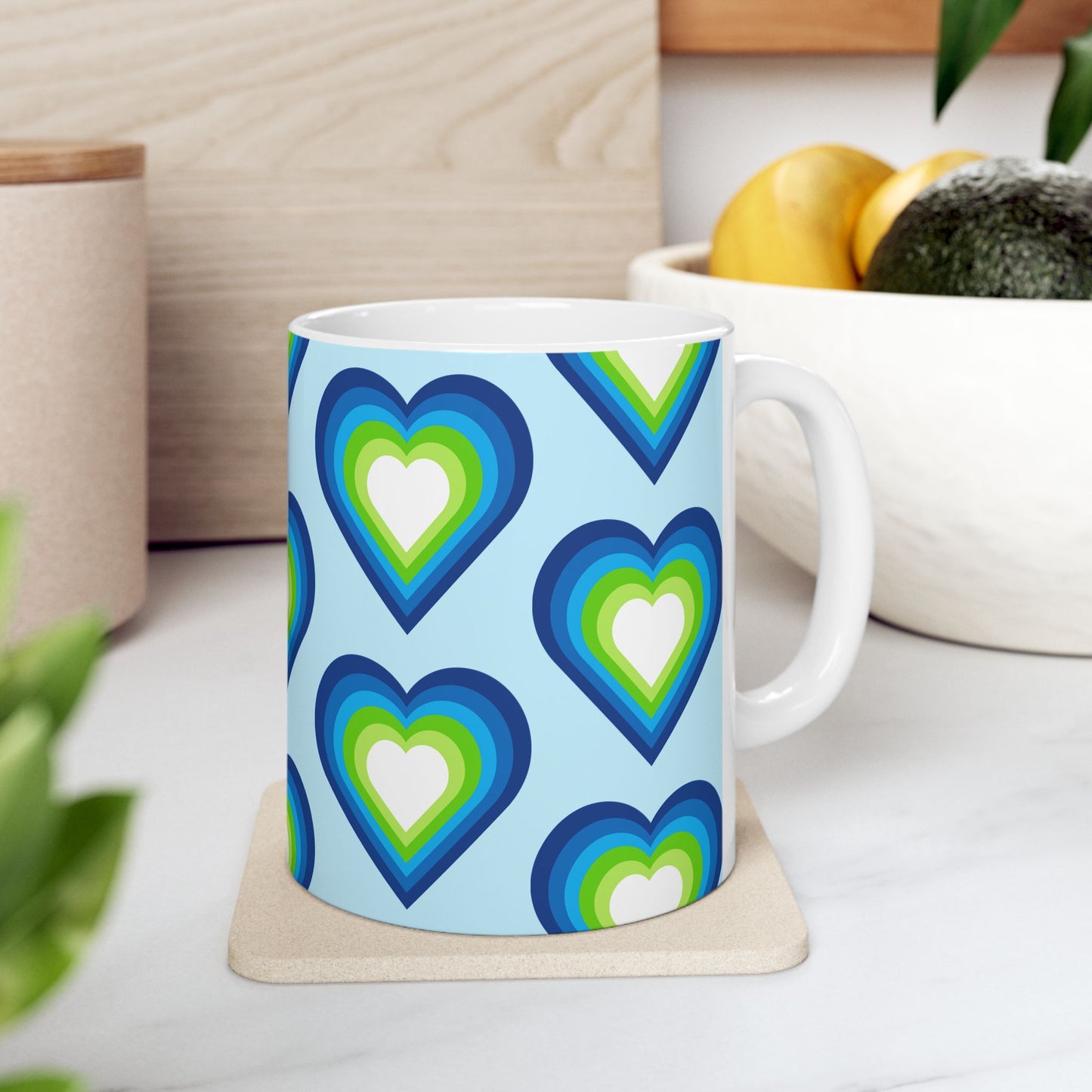 Geo Art Heart Mug – Bold Color, Daily Joy