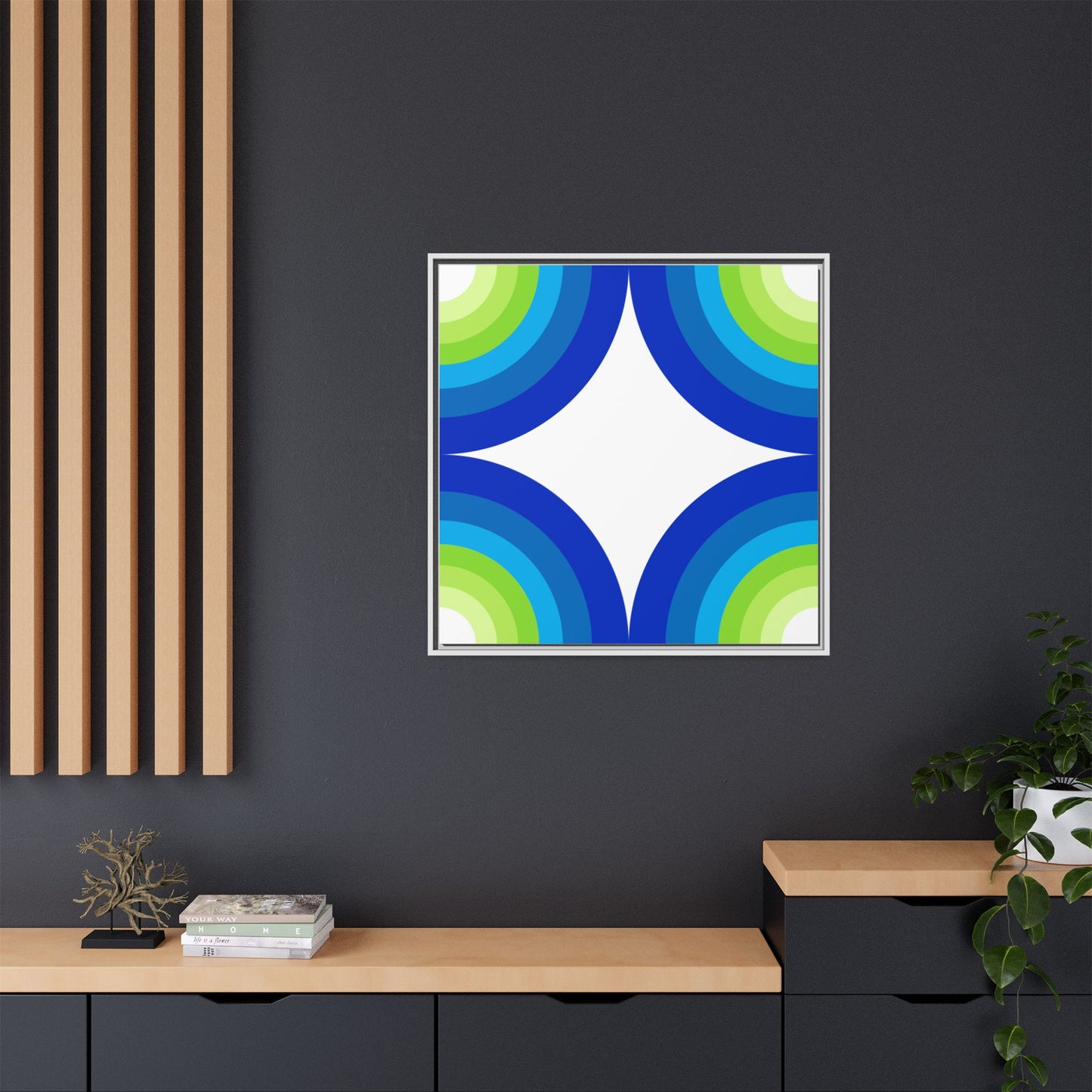 Modern Framed Geometric Canvas Art | Bold Color Meets Clean Framing