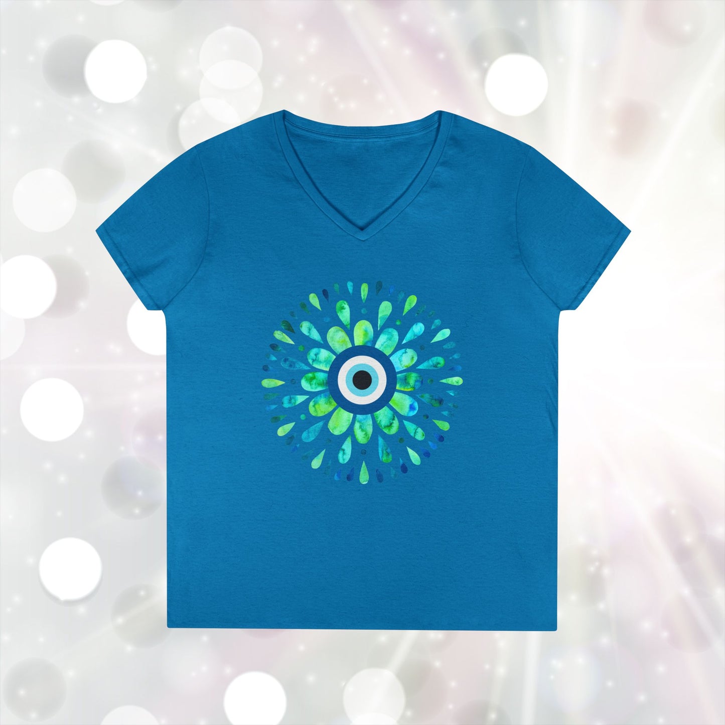 Evil Eye Charm V-Neck T-Shirt – Protective Style Meets Everyday Comfort