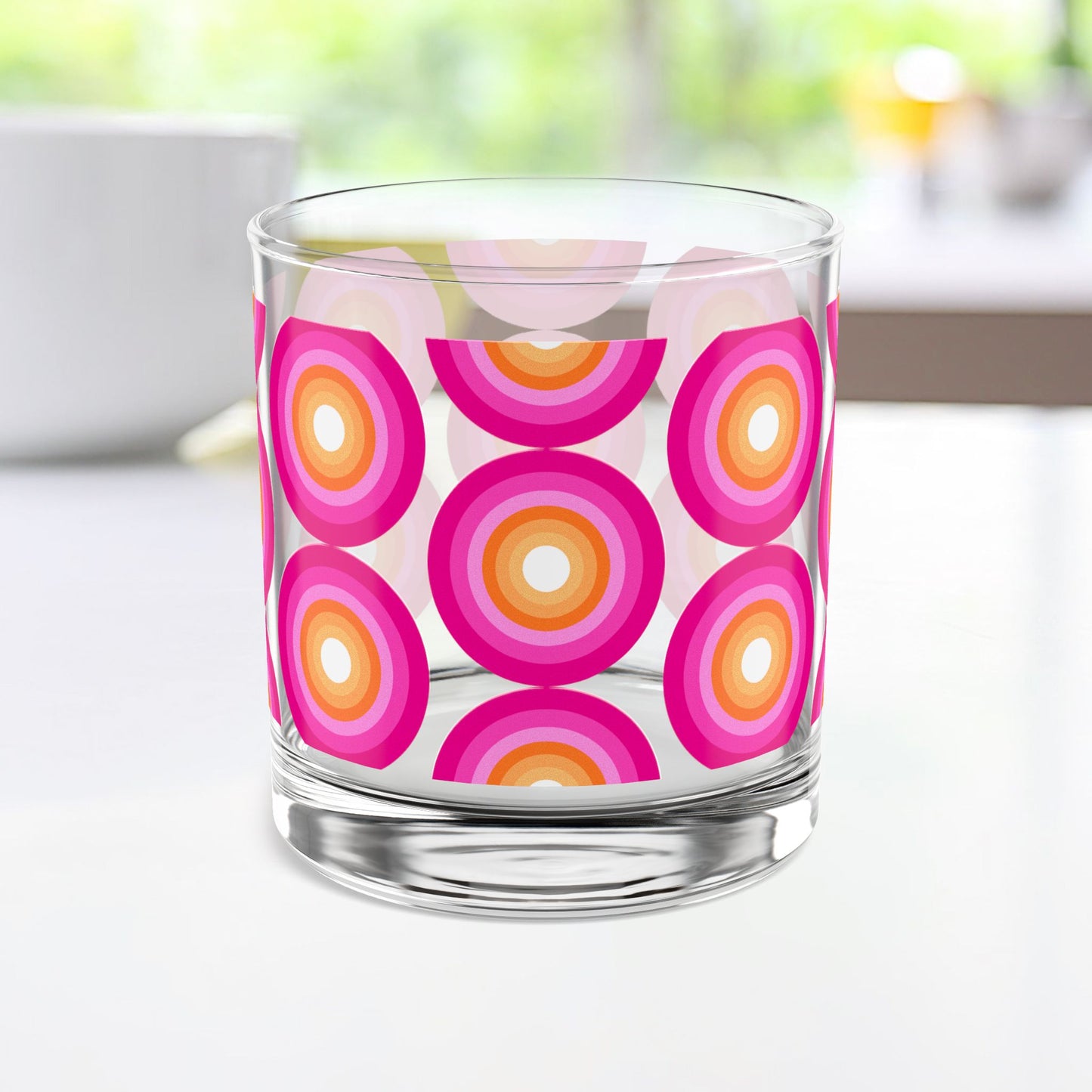 Vibrant Modern Retro Rocks Glass – 10oz