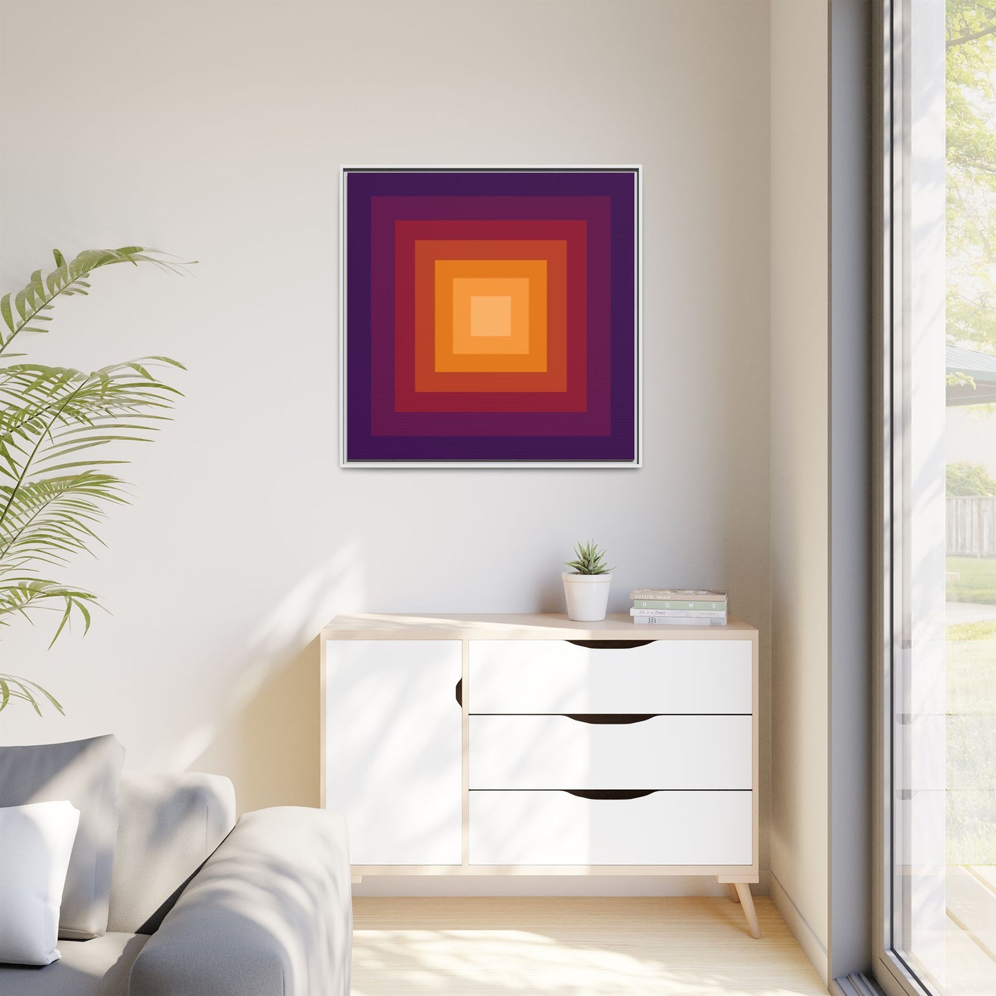 Modern Framed Geometric Canvas Art | Bold Color Meets Clean Framing