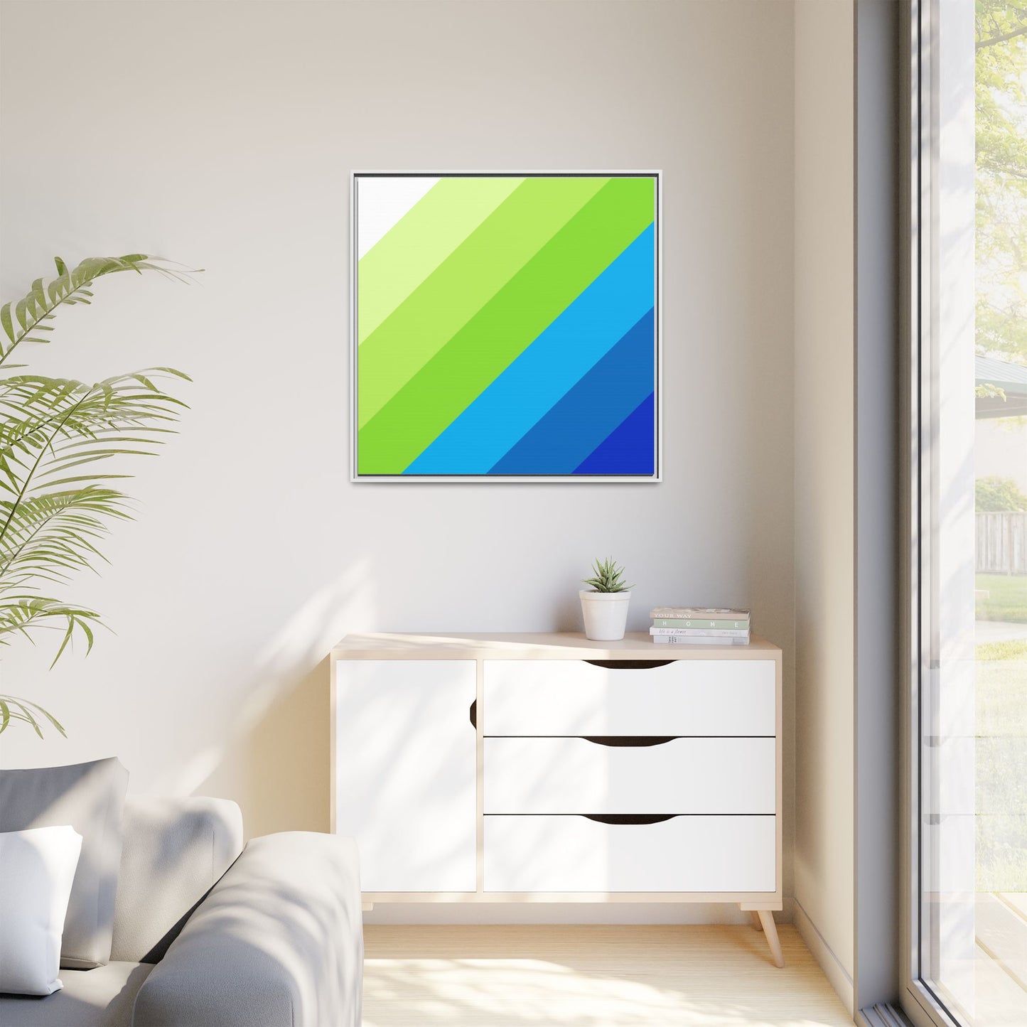 Modern Framed Geometric Canvas Art | Bold Color Meets Clean Framing