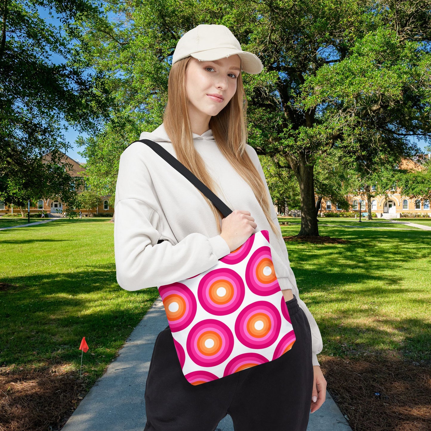 Geometric Art Tote Bag – 3 sizes | Bold lines. Vivid color. Retro with a modern twist.