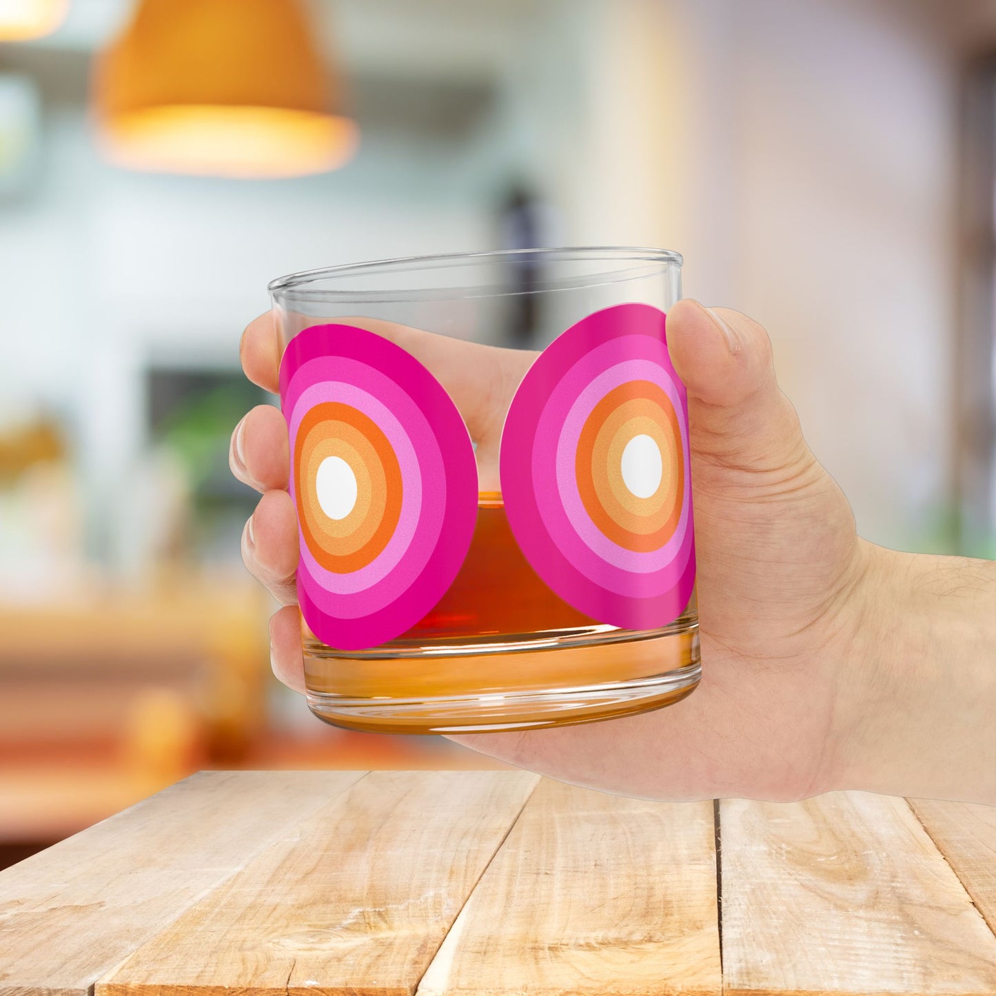 Vibrant Modern Retro Rocks Glass – 10oz