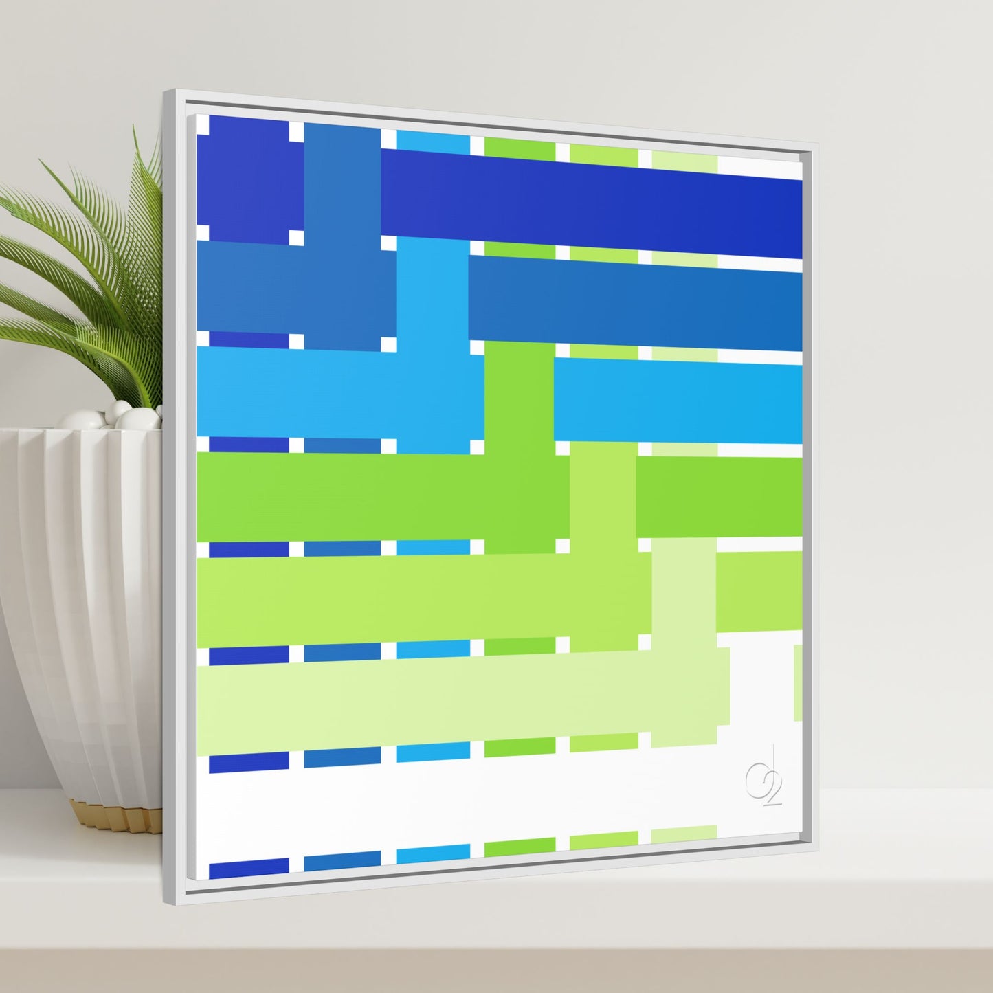 Modern Framed Geometric Canvas Art | Bold Color Meets Clean Framing
