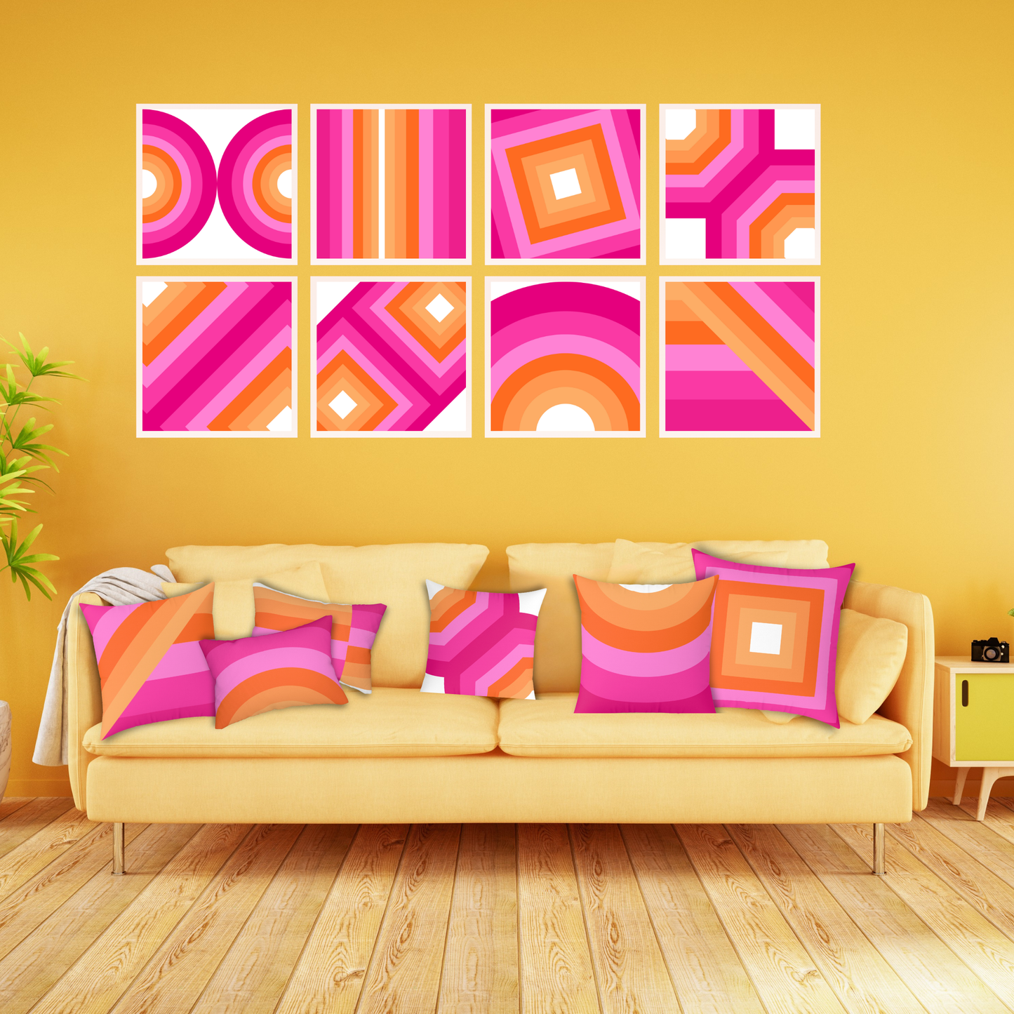Modern Framed Geometric Canvas Art | Bold Color Meets Clean Framing