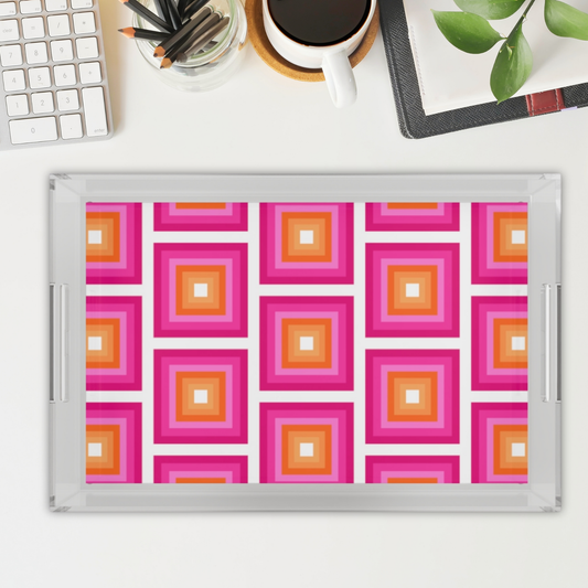 Modern Acrylic Tray with Bold Geometric Artwork