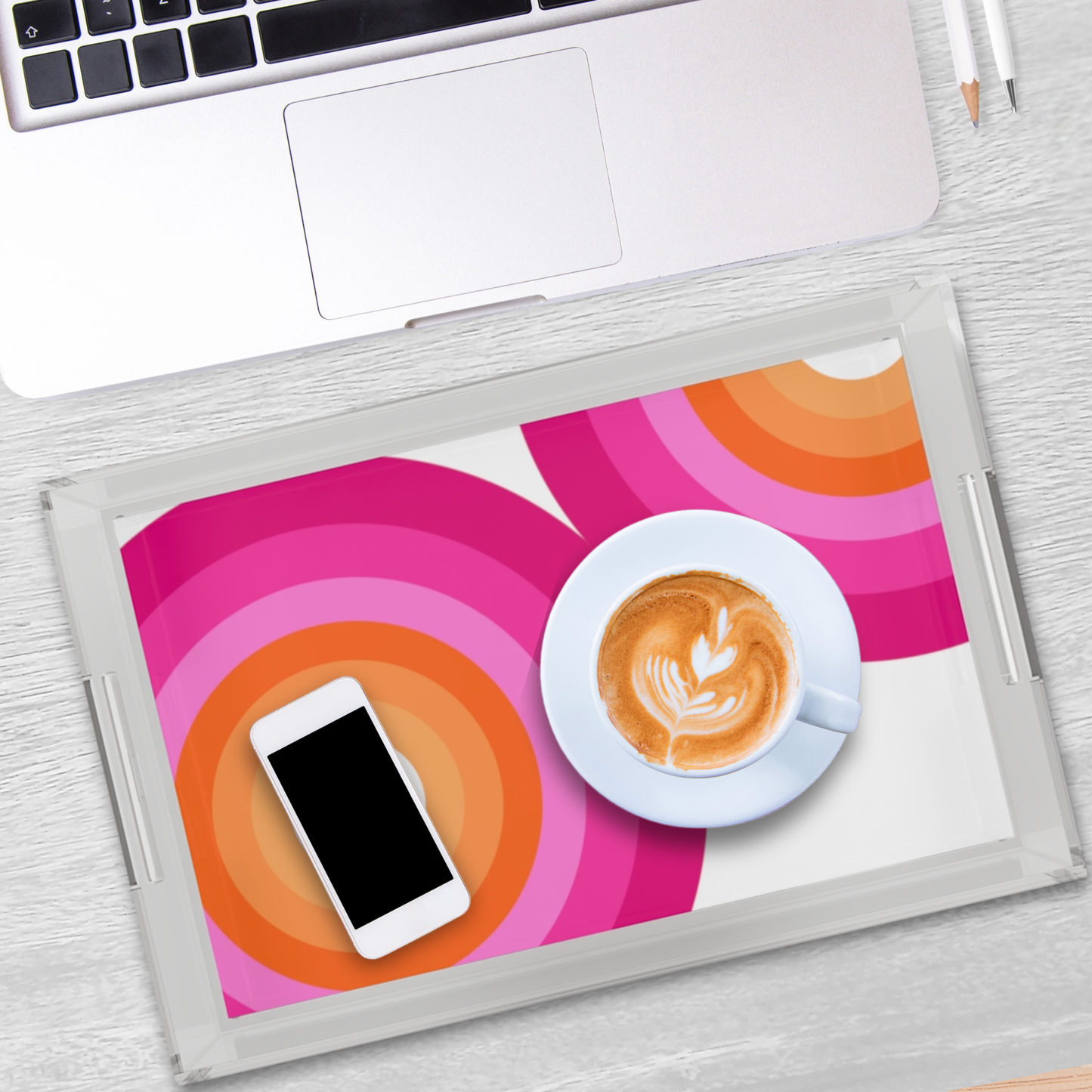 Modern Acrylic Tray with Bold Geometric Artwork