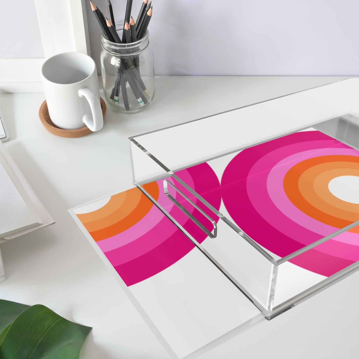 Modern Acrylic Tray with Bold Geometric Artwork