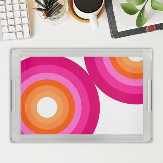 Modern Acrylic Tray with Bold Geometric Artwork