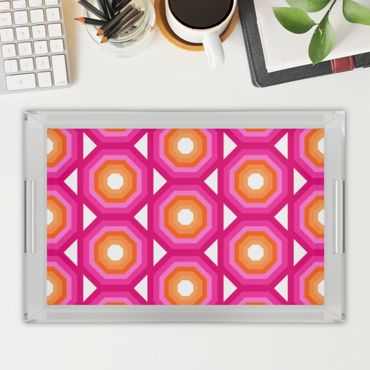 Modern Acrylic Tray with Bold Geometric Artwork