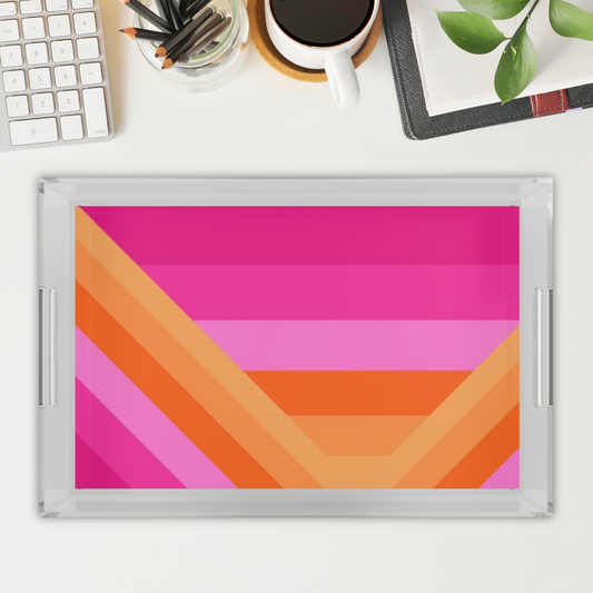 Modern Acrylic Tray with Bold Geometric Artwork