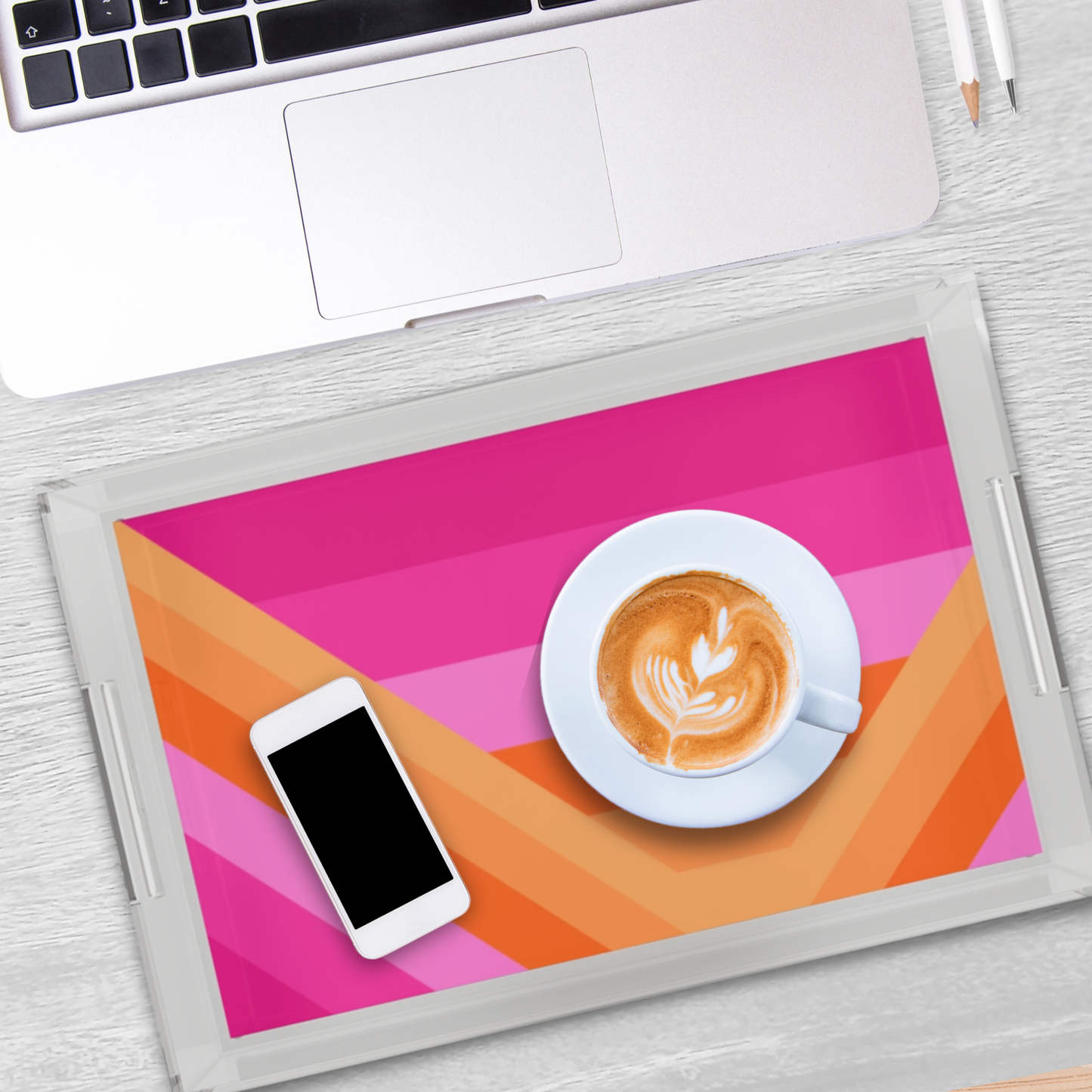 Modern Acrylic Tray with Bold Geometric Artwork