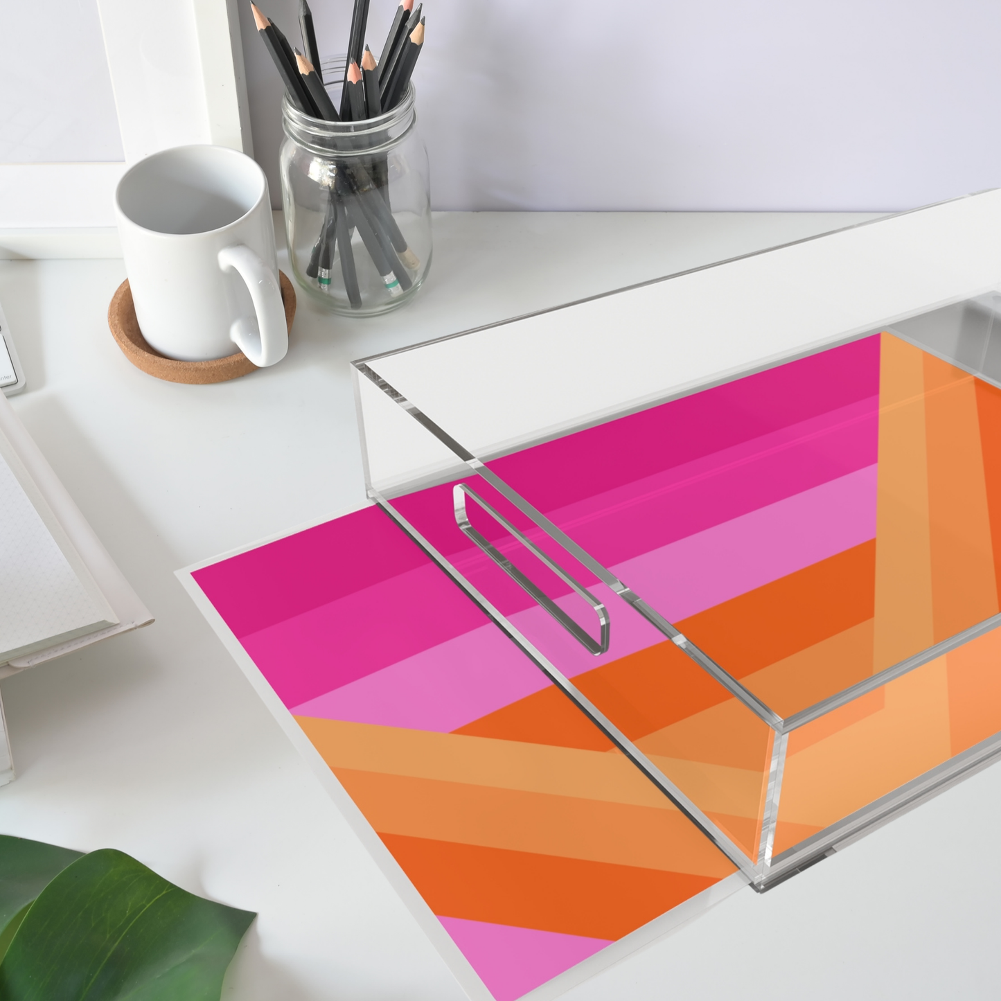 Modern Acrylic Tray with Bold Geometric Artwork
