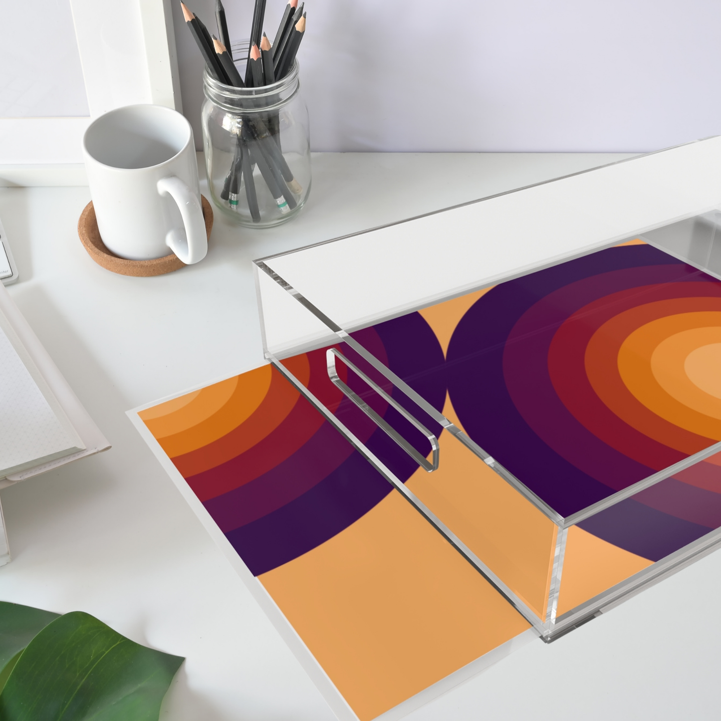 Modern Acrylic Tray with Bold Geometric Artwork