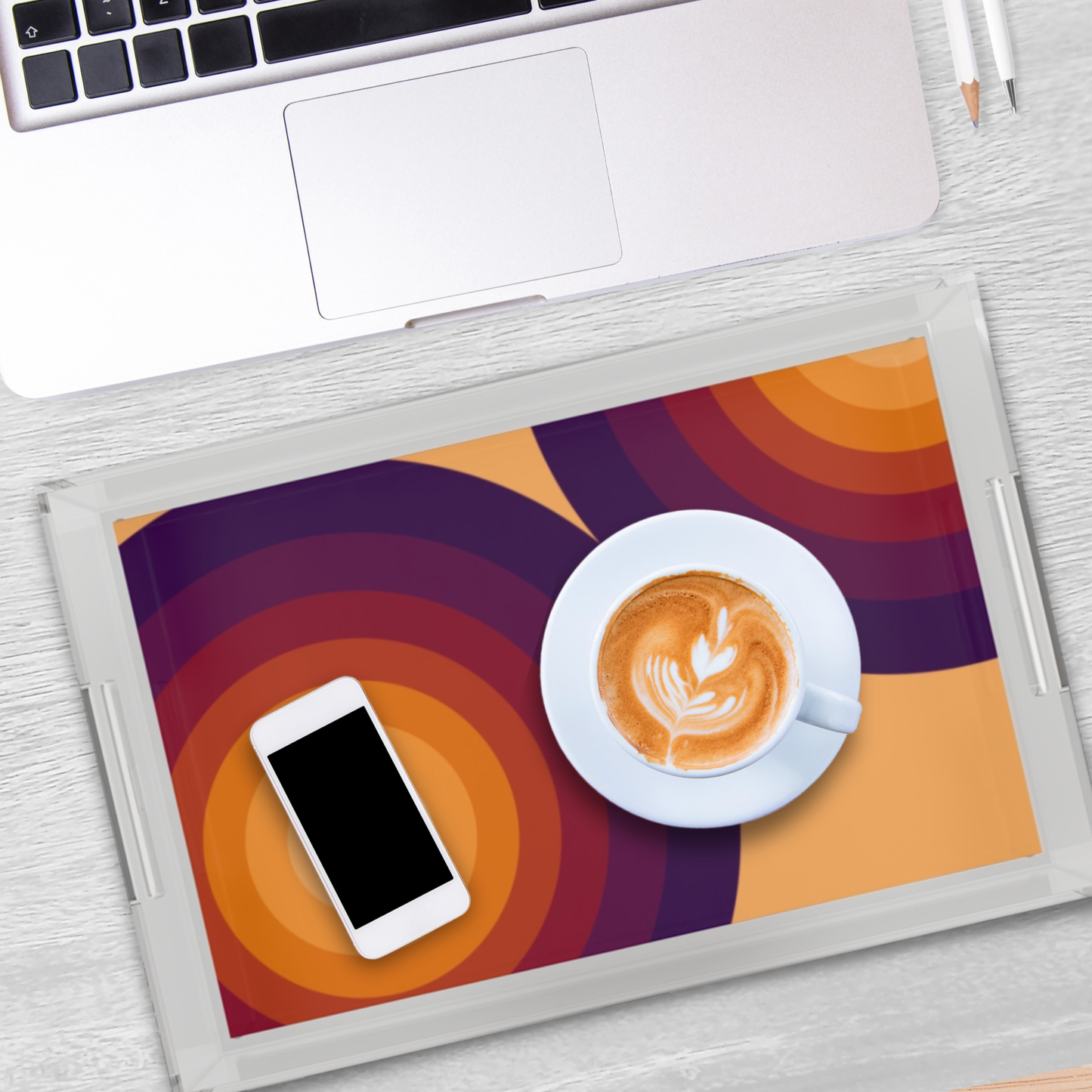 Modern Acrylic Tray with Bold Geometric Artwork