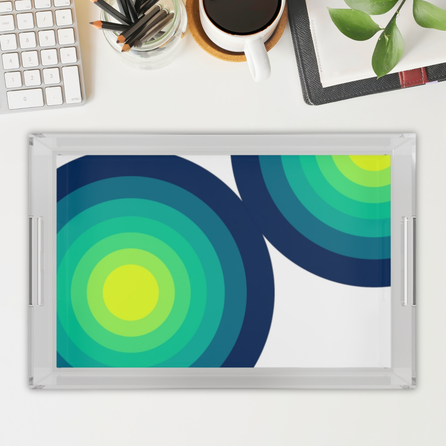 Modern Acrylic Tray with Bold Geometric Artwork
