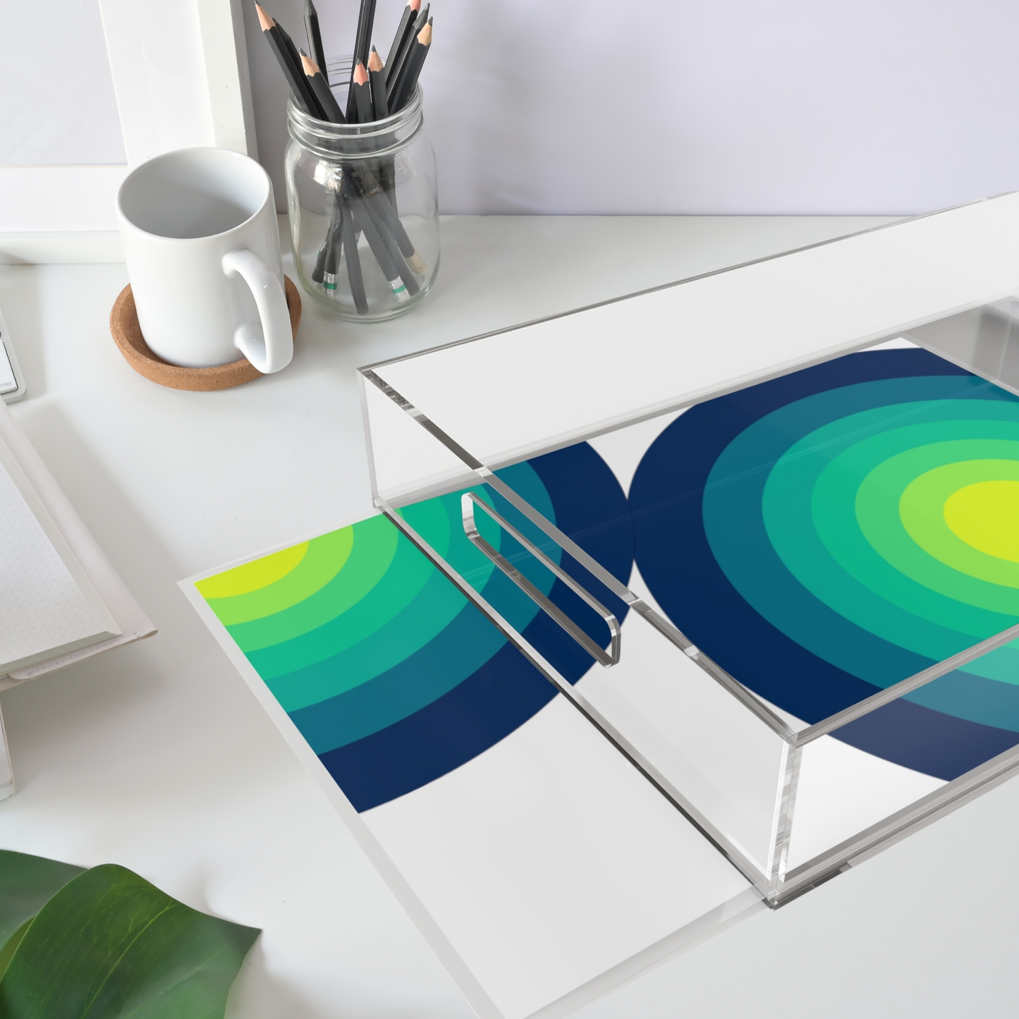 Modern Acrylic Tray with Bold Geometric Artwork