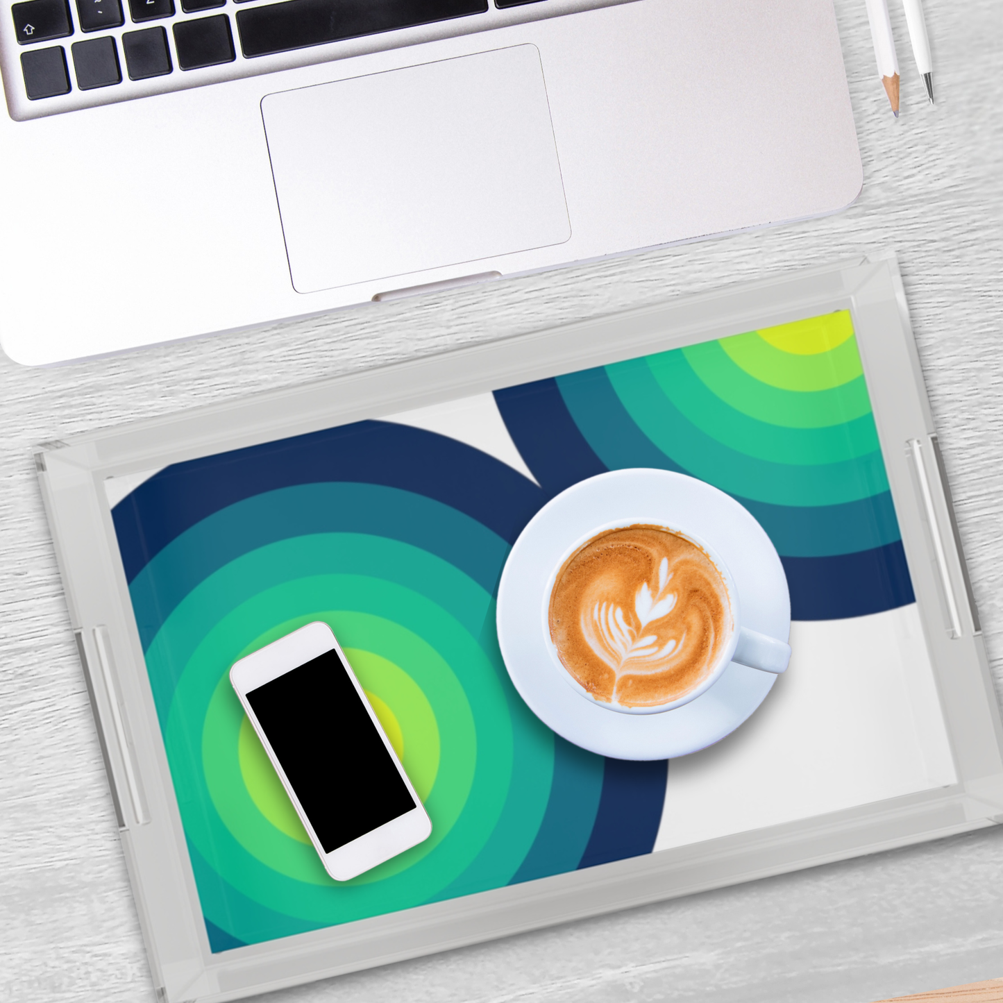 Modern Acrylic Tray with Bold Geometric Artwork