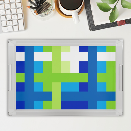 Modern Acrylic Tray with Bold Geometric Artwork