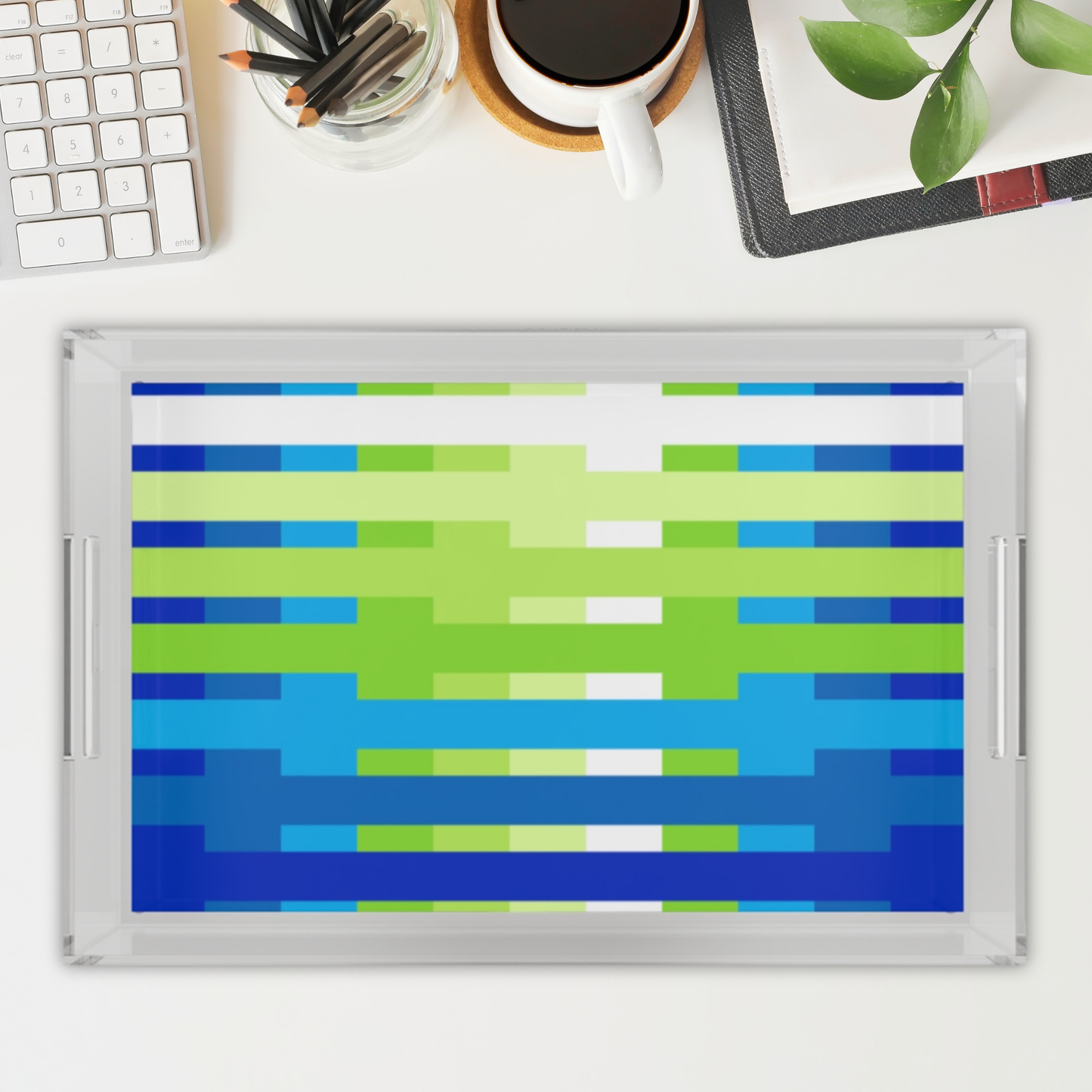 Modern Acrylic Tray with Bold Geometric Artwork