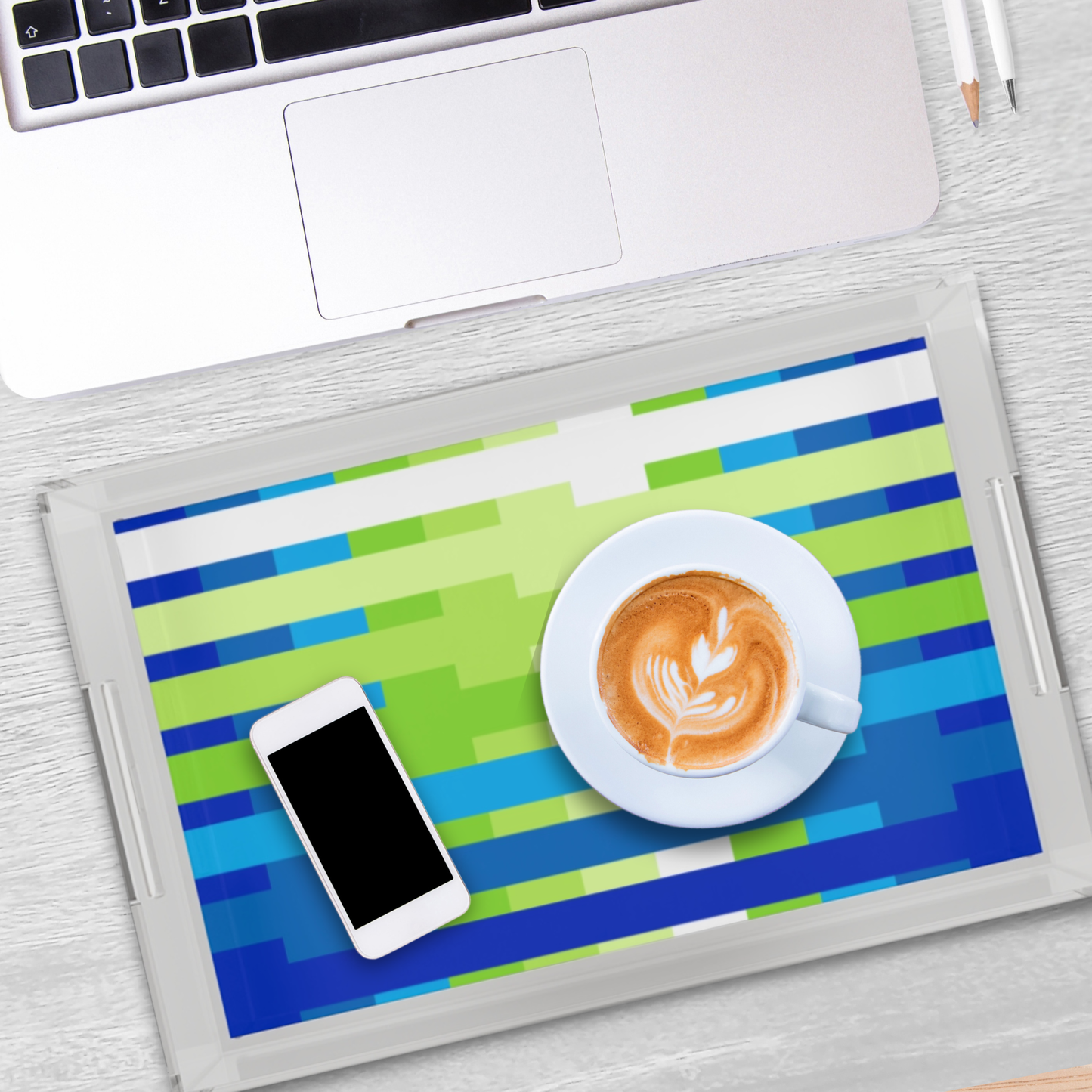 Modern Acrylic Tray with Bold Geometric Artwork