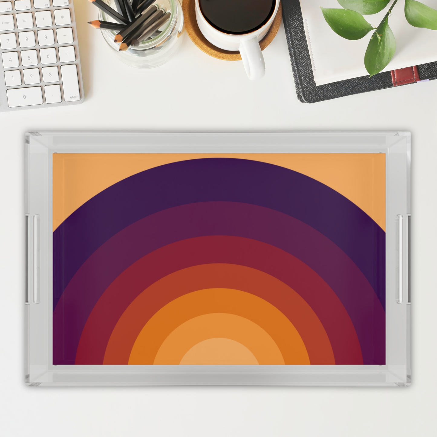 Modern Acrylic Tray with Bold Geometric Artwork