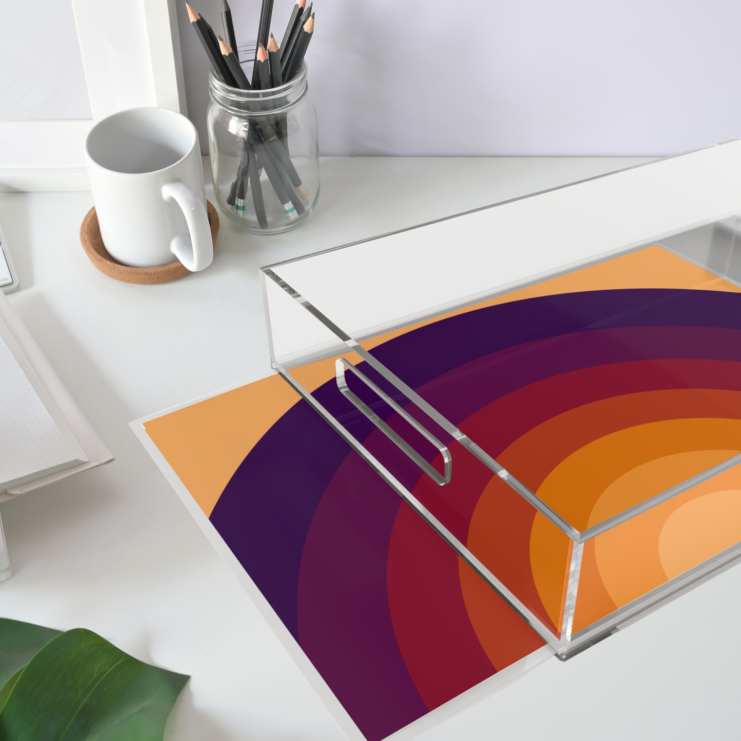 Modern Acrylic Tray with Bold Geometric Artwork