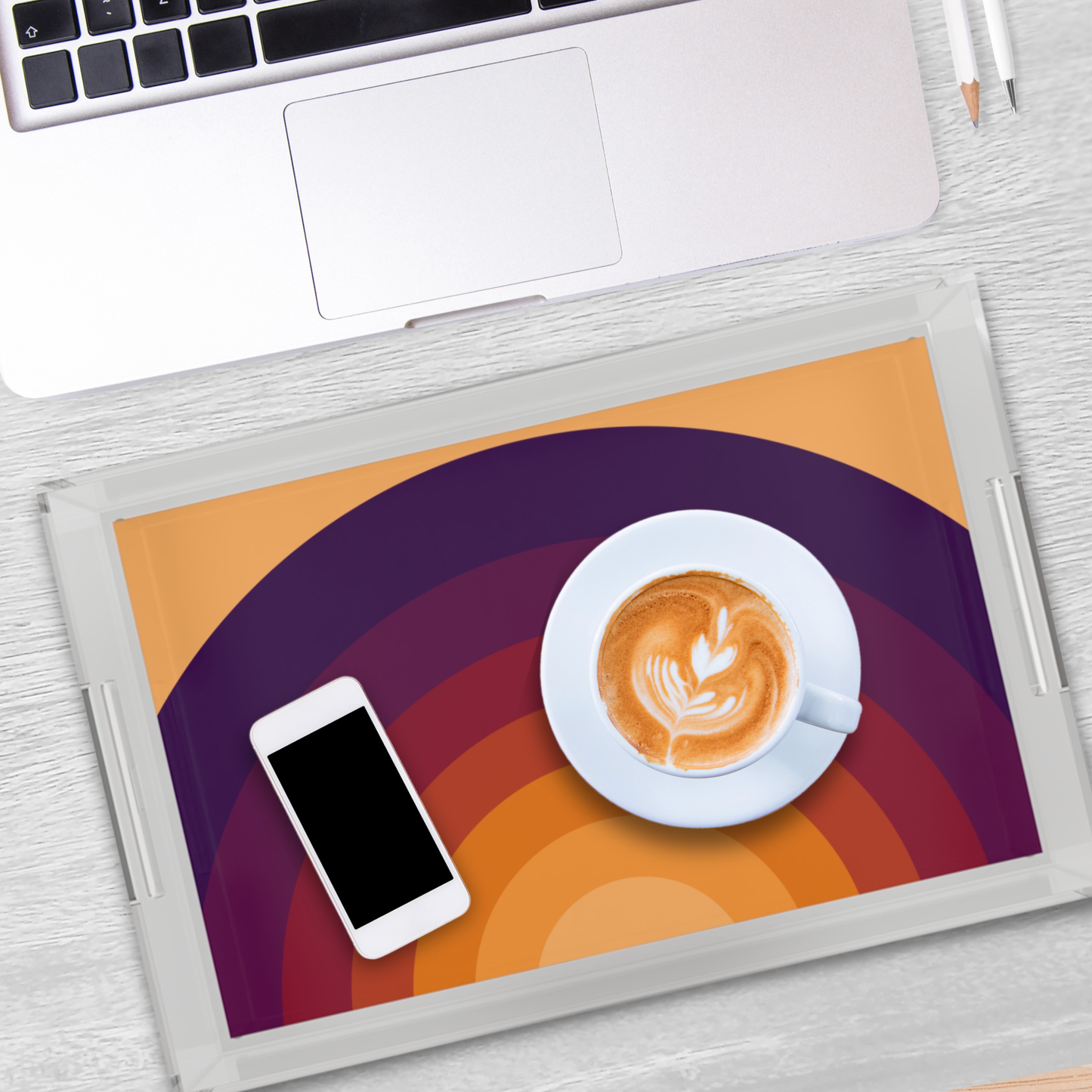 Modern Acrylic Tray with Bold Geometric Artwork