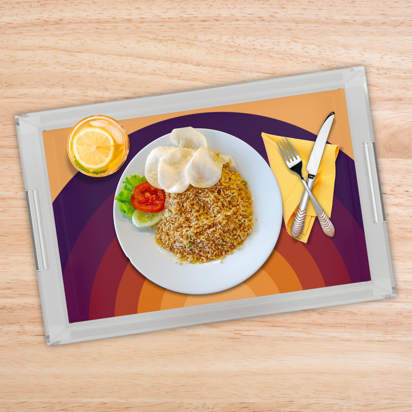 Modern Acrylic Tray with Bold Geometric Artwork