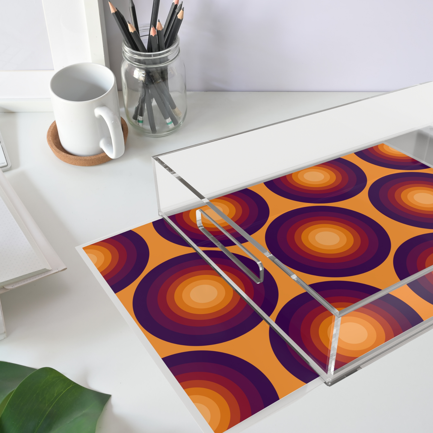 Modern Acrylic Tray with Bold Geometric Artwork