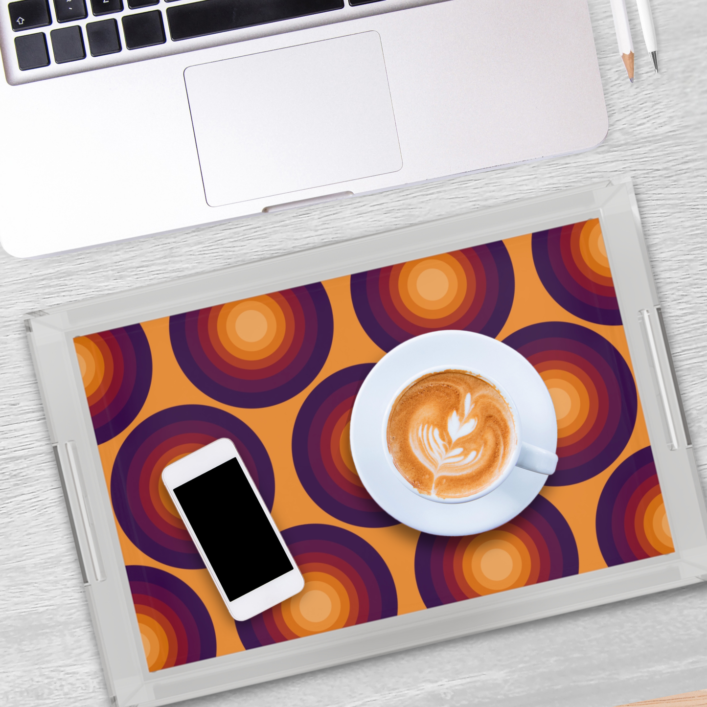 Modern Acrylic Tray with Bold Geometric Artwork