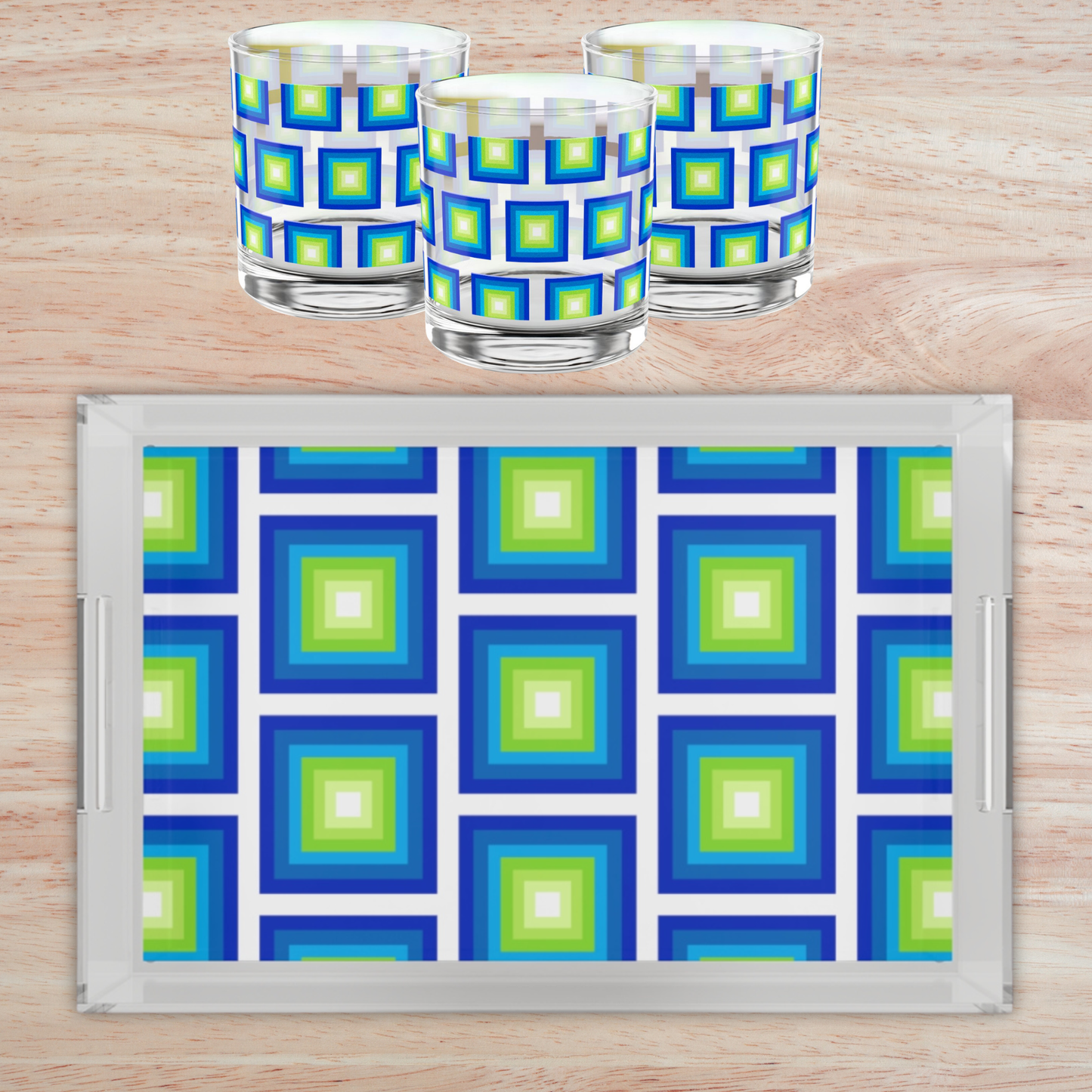 Vibrant Modern Retro Rocks Glass – 10oz