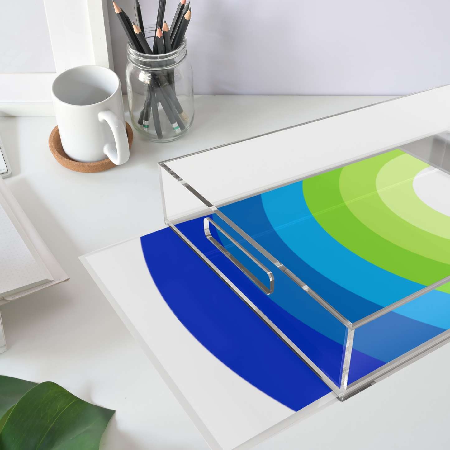Modern Acrylic Tray with Bold Geometric Artwork