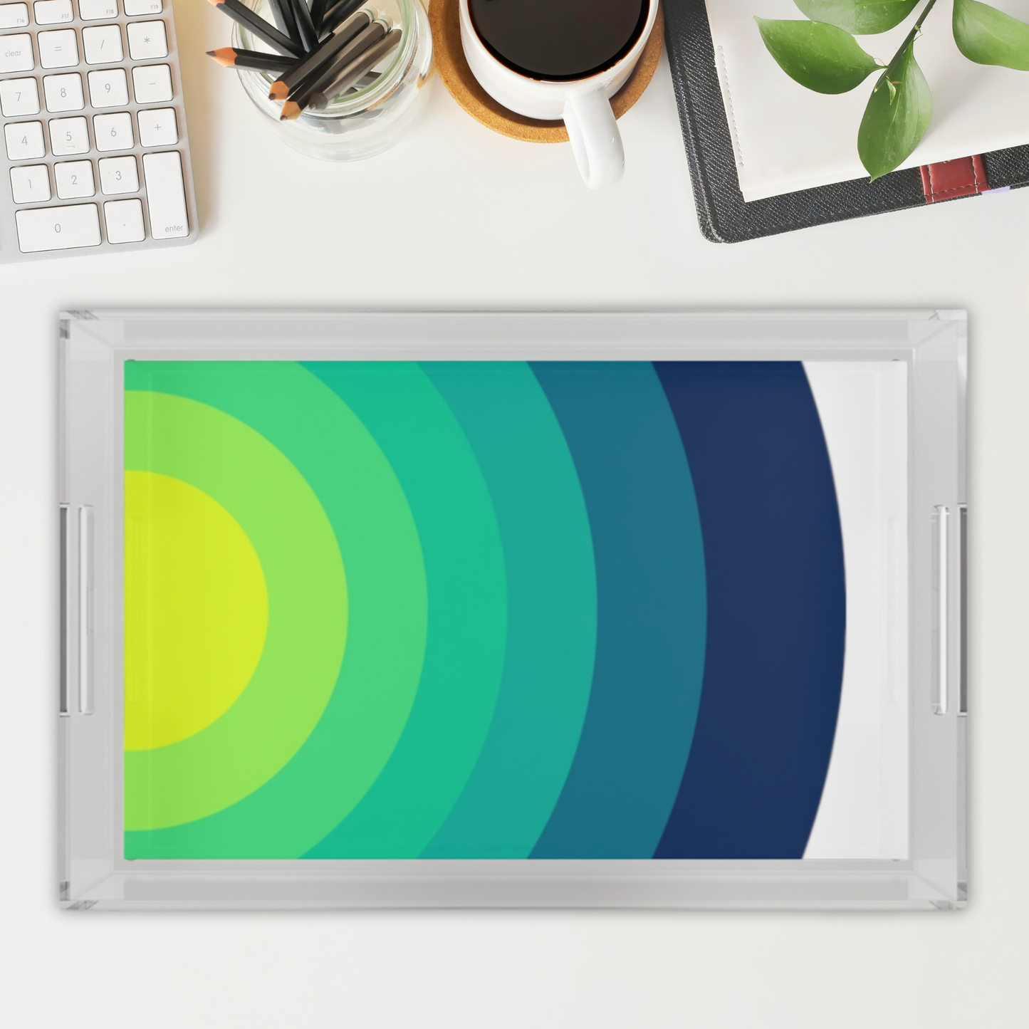 Modern Acrylic Tray with Bold Geometric Artwork