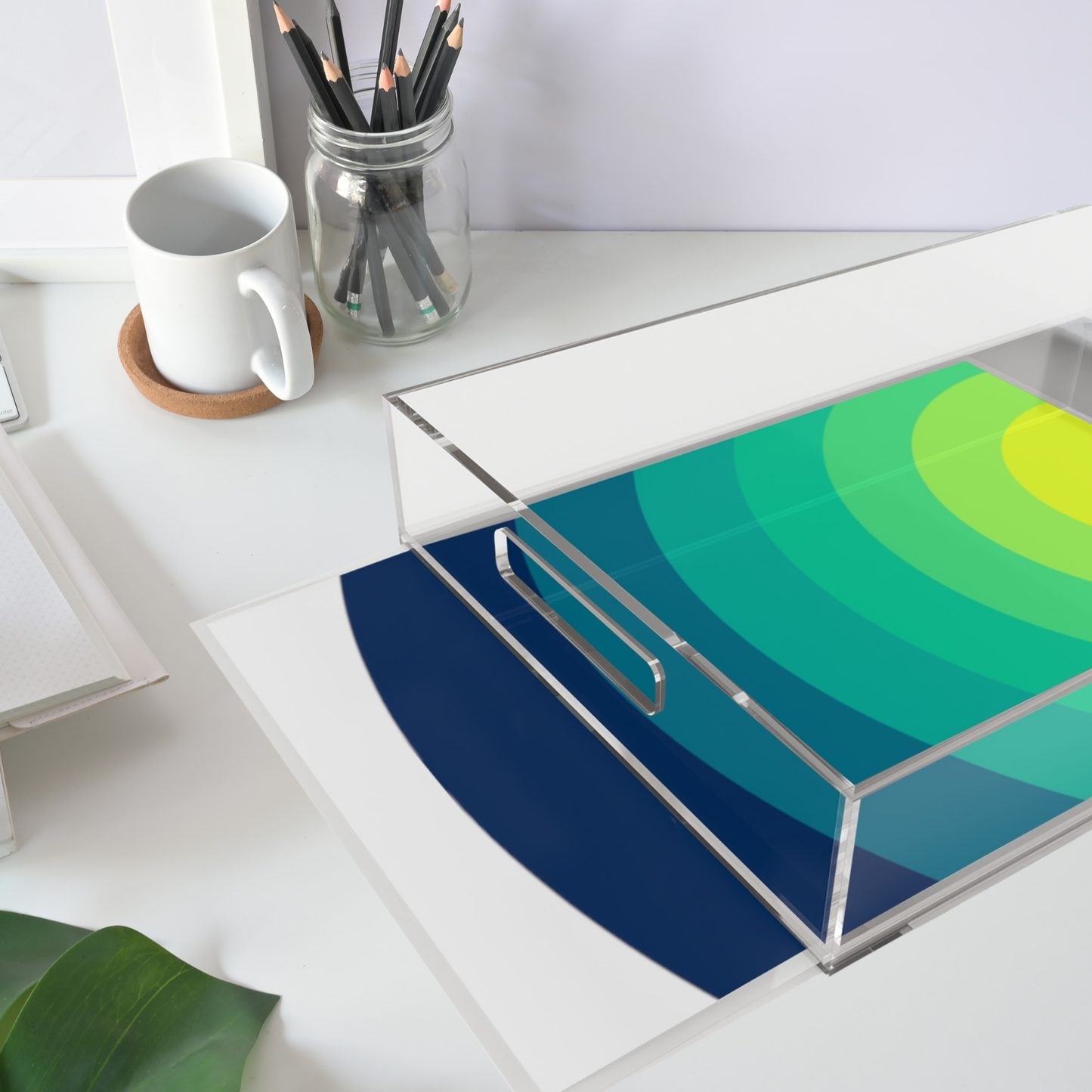 Modern Acrylic Tray with Bold Geometric Artwork