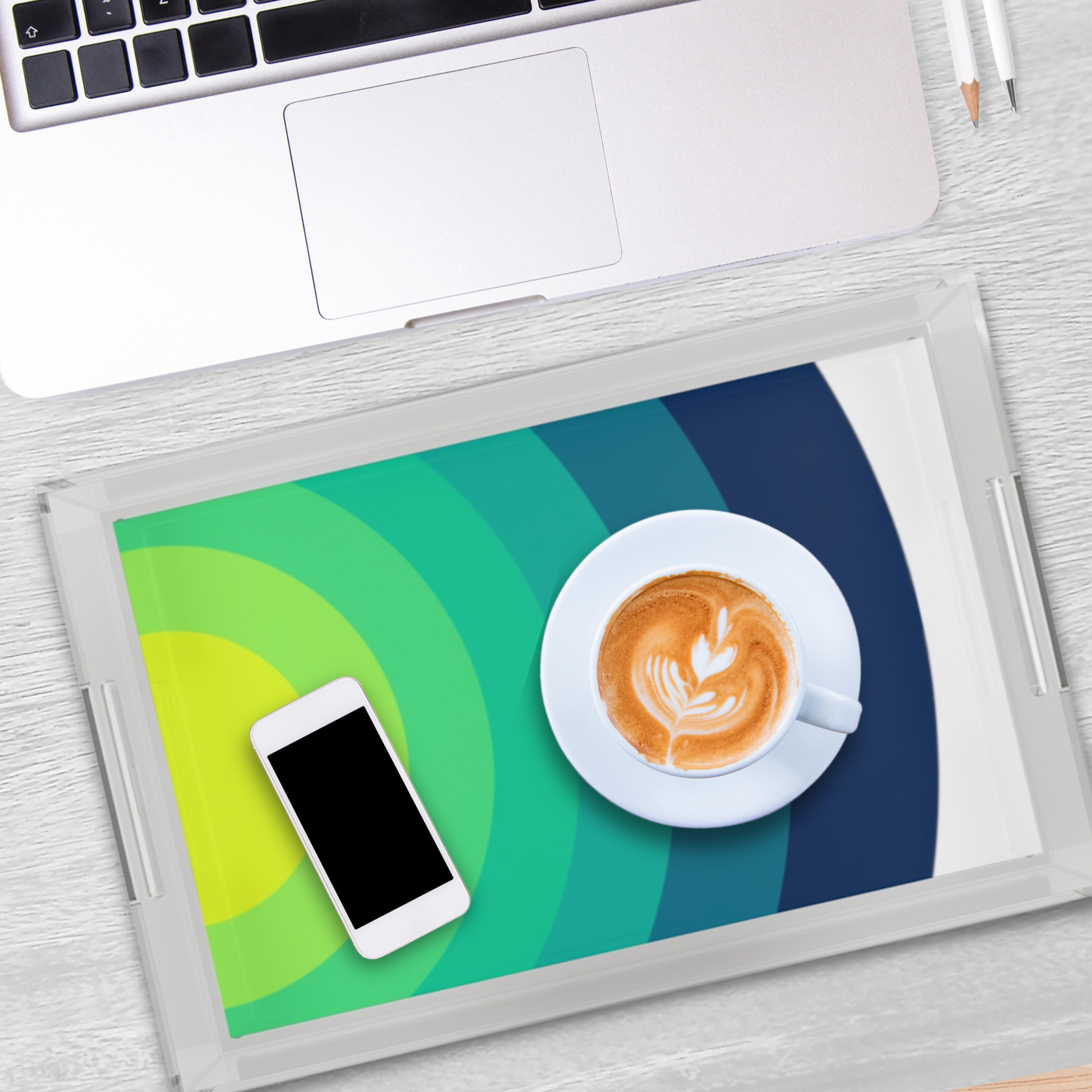 Modern Acrylic Tray with Bold Geometric Artwork