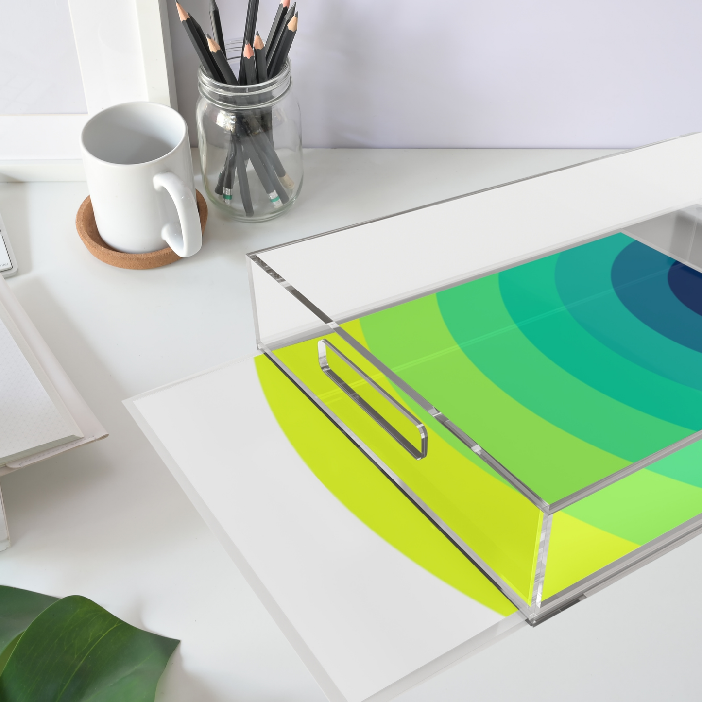 Modern Acrylic Tray with Bold Geometric Artwork