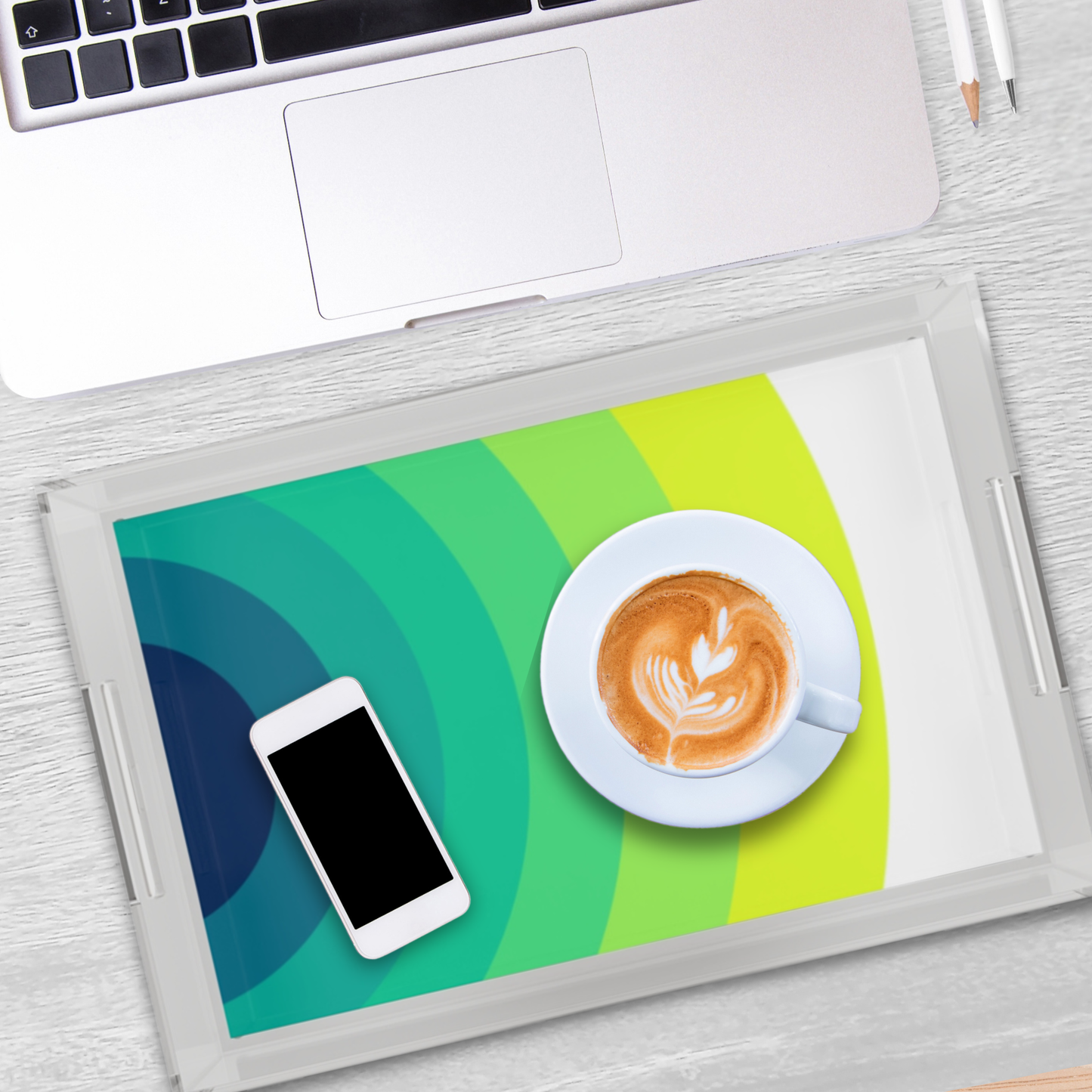 Modern Acrylic Tray with Bold Geometric Artwork