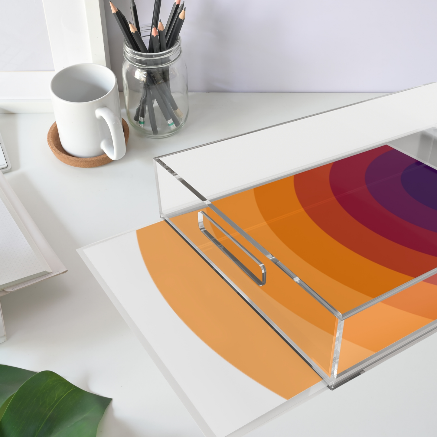 Modern Acrylic Tray with Bold Geometric Artwork