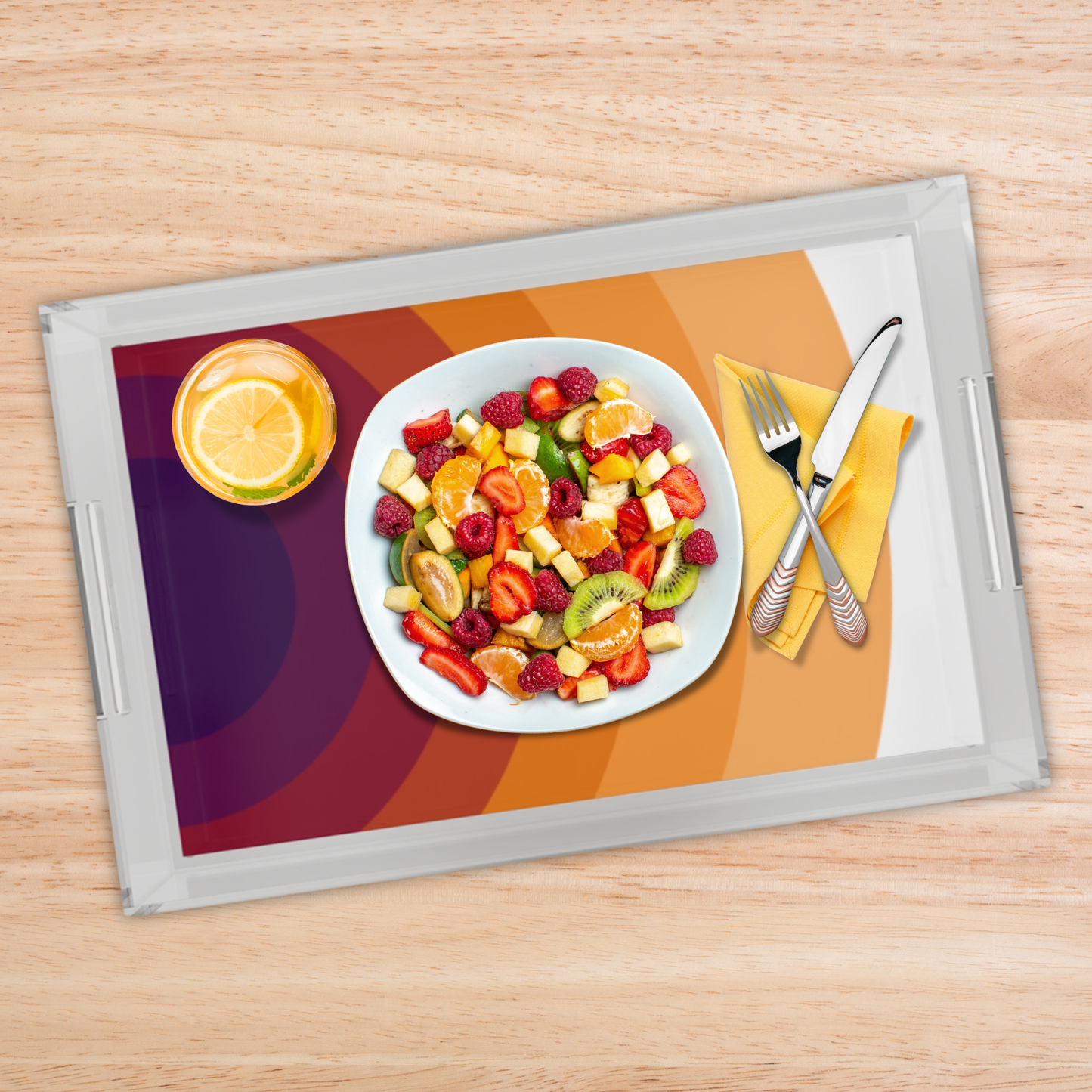 Modern Acrylic Tray with Bold Geometric Artwork