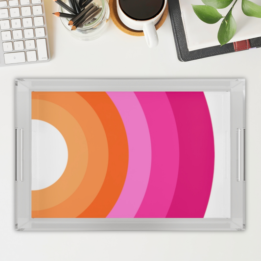 Modern Acrylic Tray with Bold Geometric Artwork