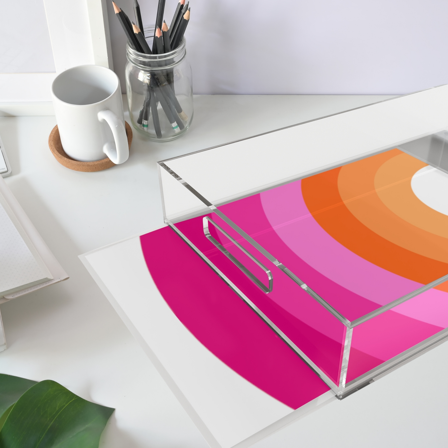 Modern Acrylic Tray with Bold Geometric Artwork