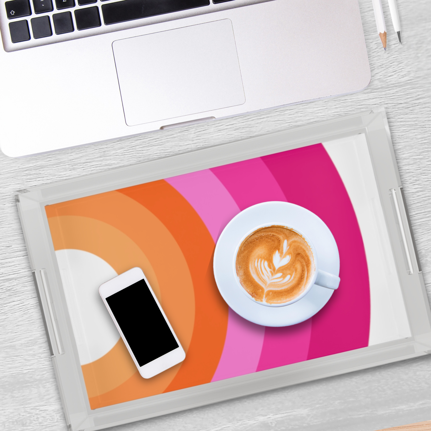 Modern Acrylic Tray with Bold Geometric Artwork